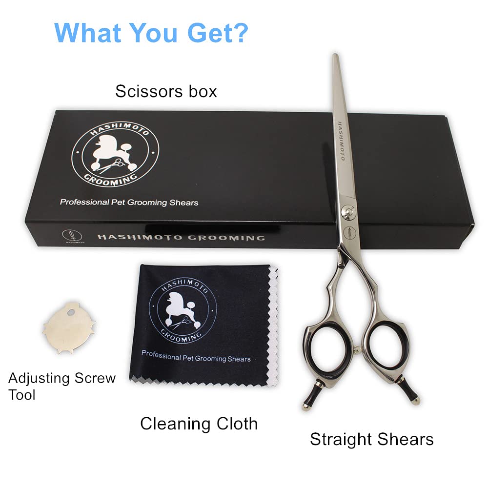 Hashimoto Dog Straight Scissors,Grooming Shears For Dogs,Cat Grooming Scissors,7.0 Inch,Light Weight.