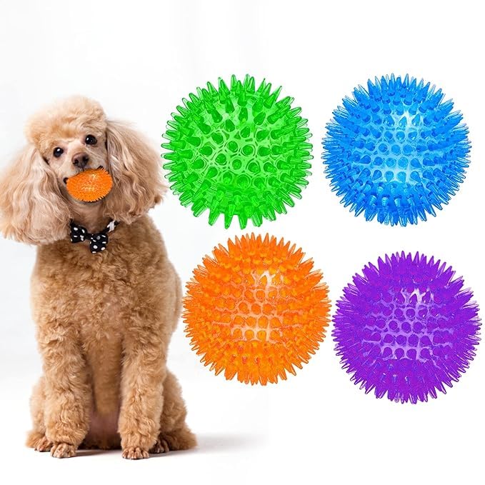 Kspups 2.56 Squeaky Dog Toys Balls For Boredom And Stimulating, Tpr Rubber Spike Ball Puppy Chew Toys For Teething And Durable I