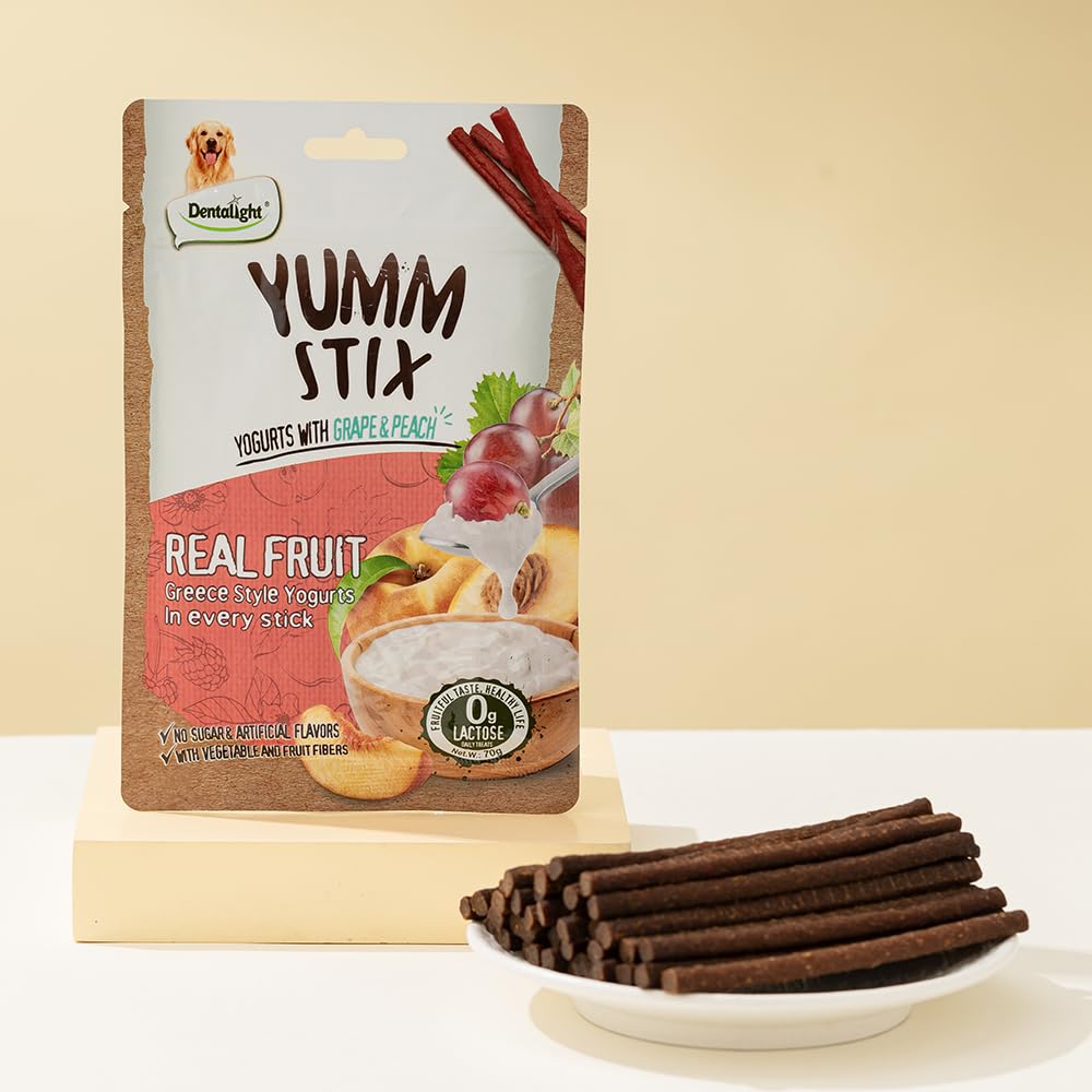 Dentalight - Yumm Stix Tuna Yogurts Stick Dog Treat Training Snack (70g, Grape&Peach)