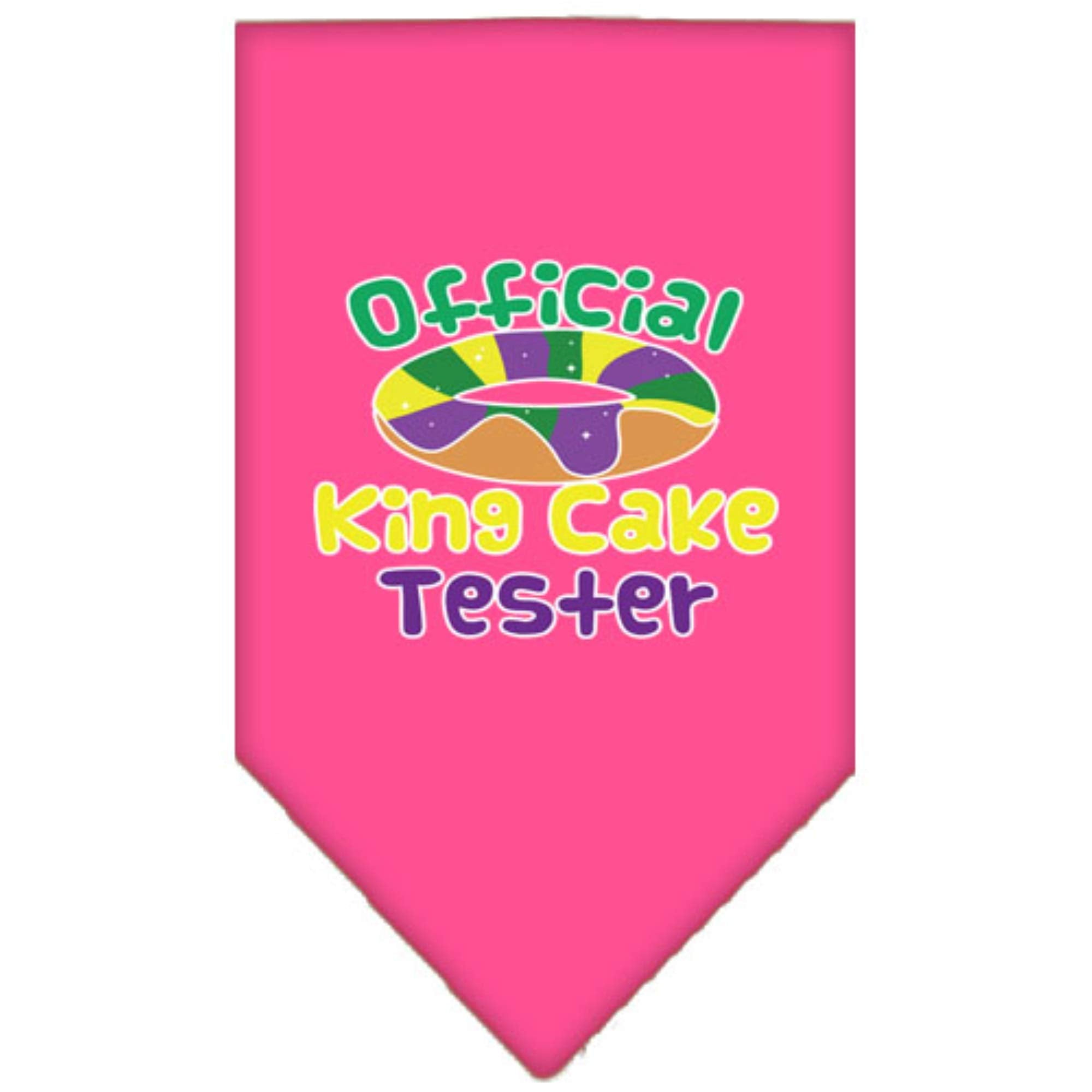 Mirage Pet Product King Cake Taster Screen Print Mardi Gras Bandana Bright Pink Large