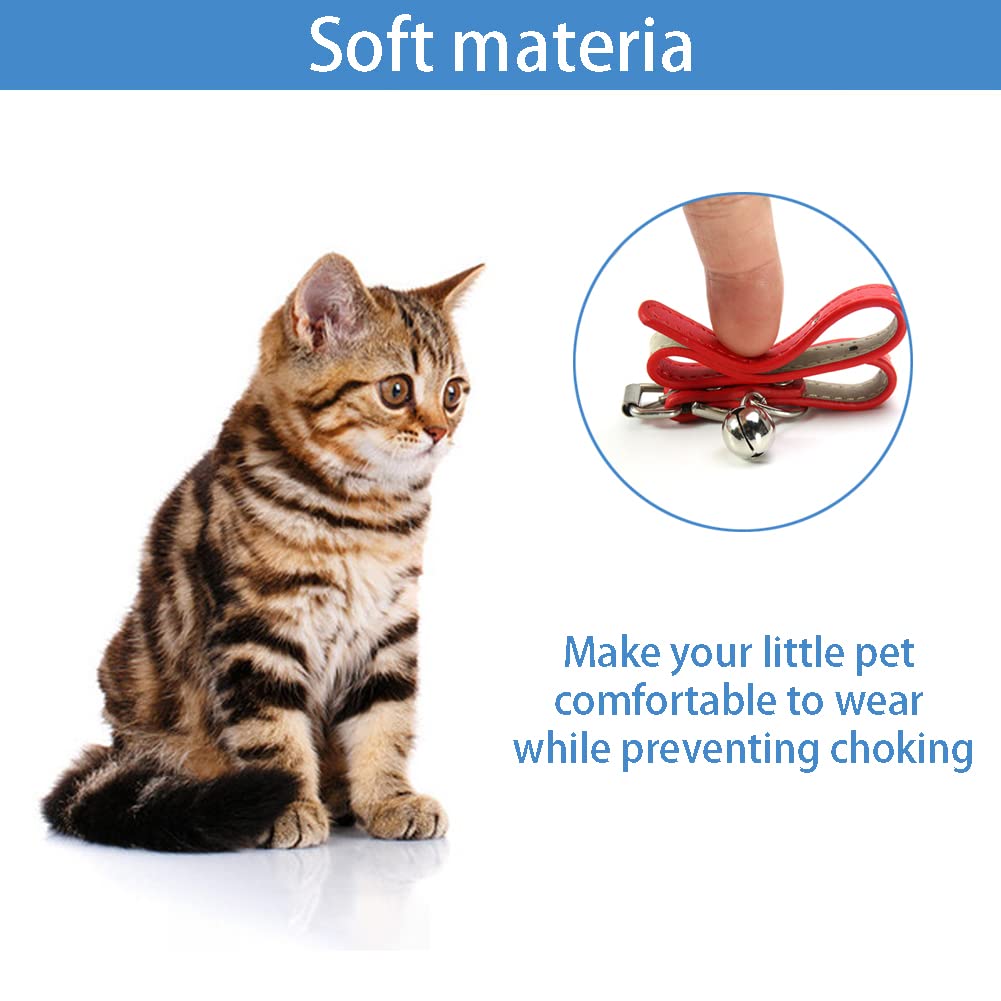 Aosora Cat Collar With Bells Cute For Boy Cats, Girl Cats Leather Cat Collars Accessories For Pet Collars Adjustable For Cat(Ros