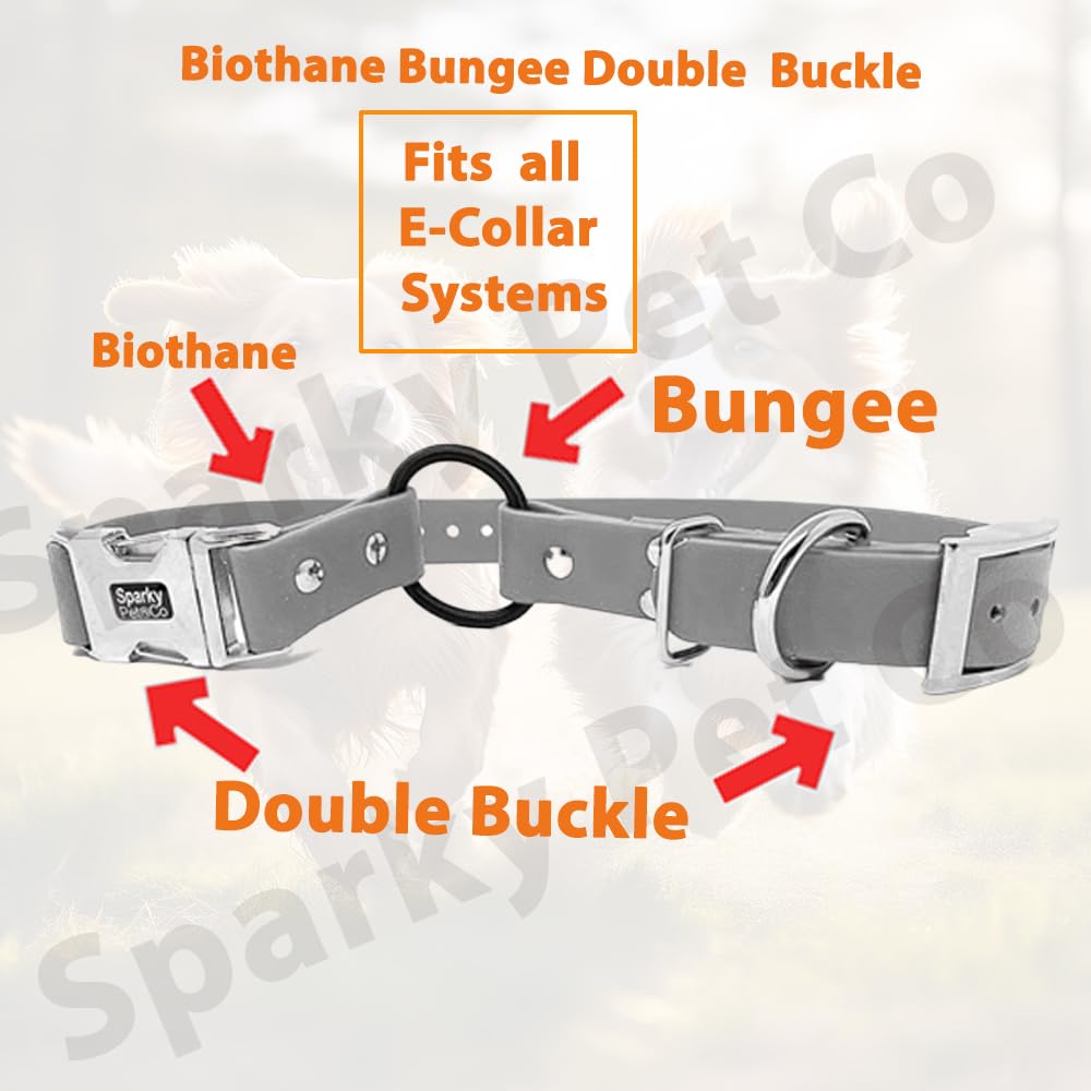 Sparky Pet Co - Zeus Ecollar Replacement Strap - Bungee Loop Dog Collar - Waterproof Biothane Adjustable - Double Buckle - Quick