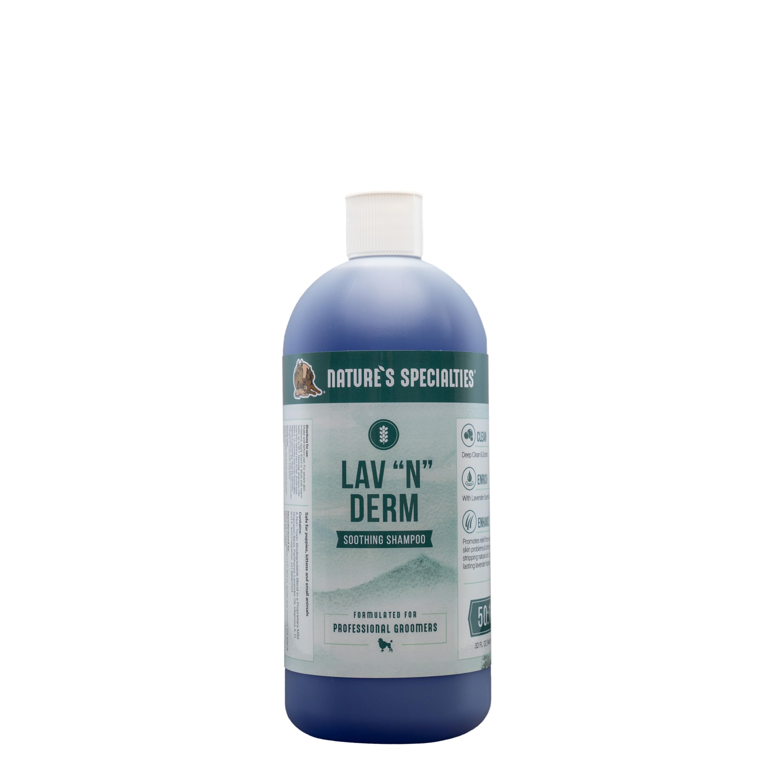 Nature's Specialties Lav-N-Derm Ultra Concentrated Calming Dog Shampoo for Pets, Makes up to 12.5 Gallons, Natural Choice for Pr