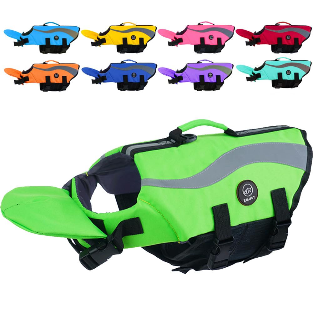 Emust Dog Life Vests, Adjustable Life Jackets For Small Dogs With Enhanced Buoyancy, Small Dog Swim Vest With Durable Rescue Han