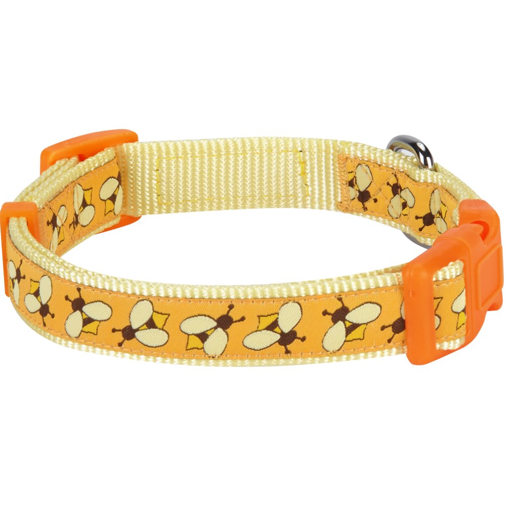 Blueberry Pet Essentials 10 Patterns Statement Busy Bees Designer Adjustable Dog Collar, Medium, Neck 14.5'-20'