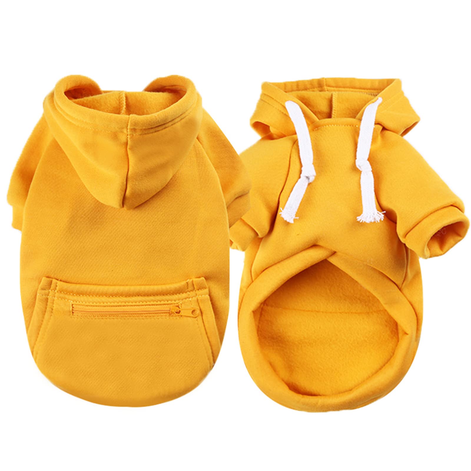 Petcare Dog Hoodies Pet Small Dog Sweater Yellow Warm Soft Fleece Sweatshirts With Pocket Winter Puppy Cat Sweaters Hooded Cloth