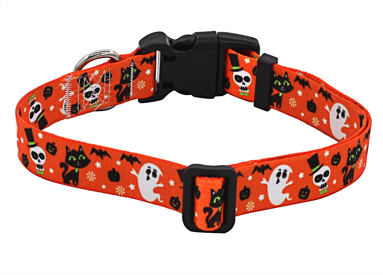 Mihqy Halloween Dog Collar - Pumpkin Bat Ghost Pattern - Adjustable For Small Medium Large Dogs(Halloween,Xs)
