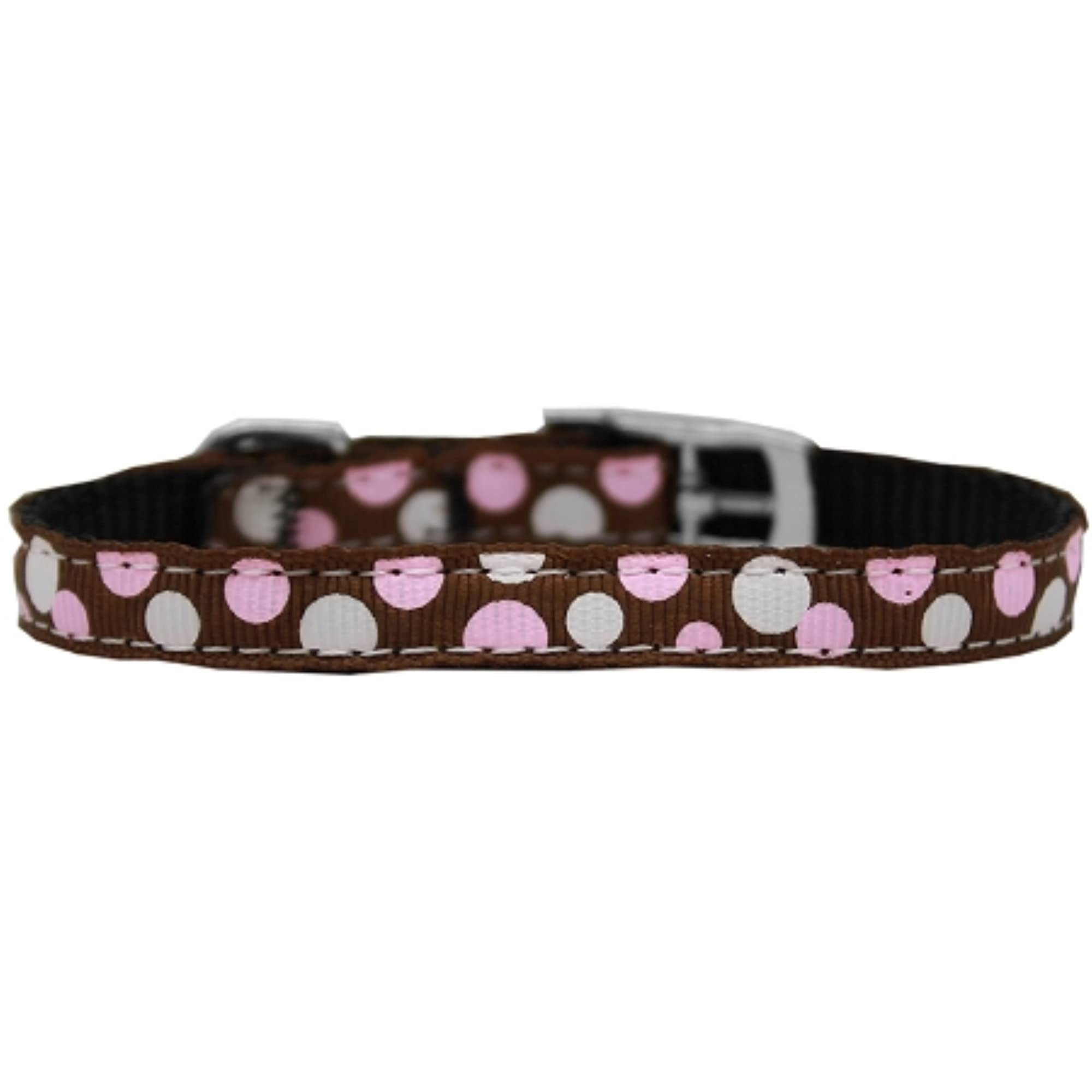 Mirage Pet Products Confetti Dots Nylon Dog Collar with Classic Buckle, Size 10, Brown