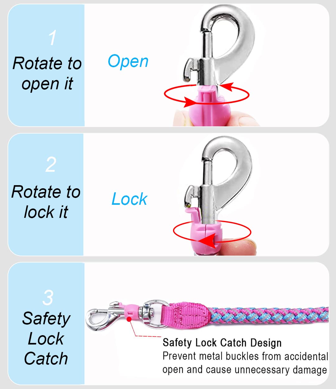 Mycicy 3Ft 4Ft 6Ft 10Ft Reflective Dog Leash, Nylon Rope Braided Heavy Duty Dog Training Leash For Large Medium Small Dogs Walking Lead (Pink 4Ft)