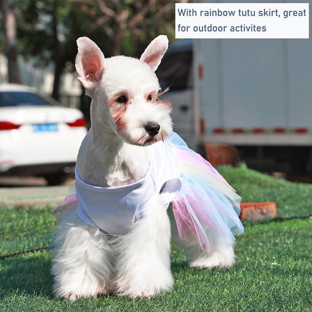 Aniac White Dog Dress, Summer Puppy Clothes For Small Dog Girl, Spring Princess Dress, Cat Outfit, Pet Clothing For Cats & Kitte