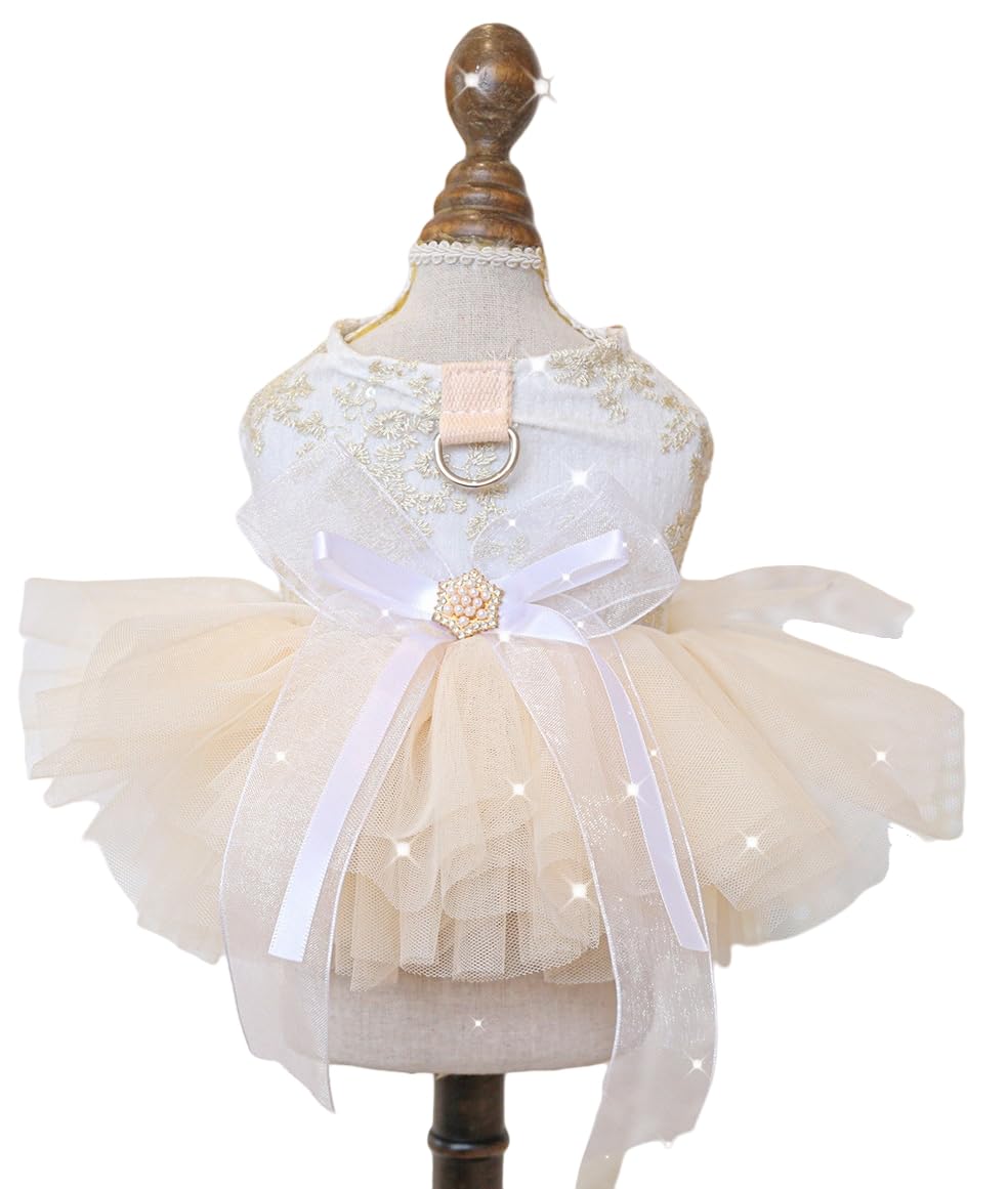 Marupet Fashion Sweet Puppy Dog Blingbling Princess Skirt Pet Dog Lace Cake Camisole Tutu Dress E-White Xs