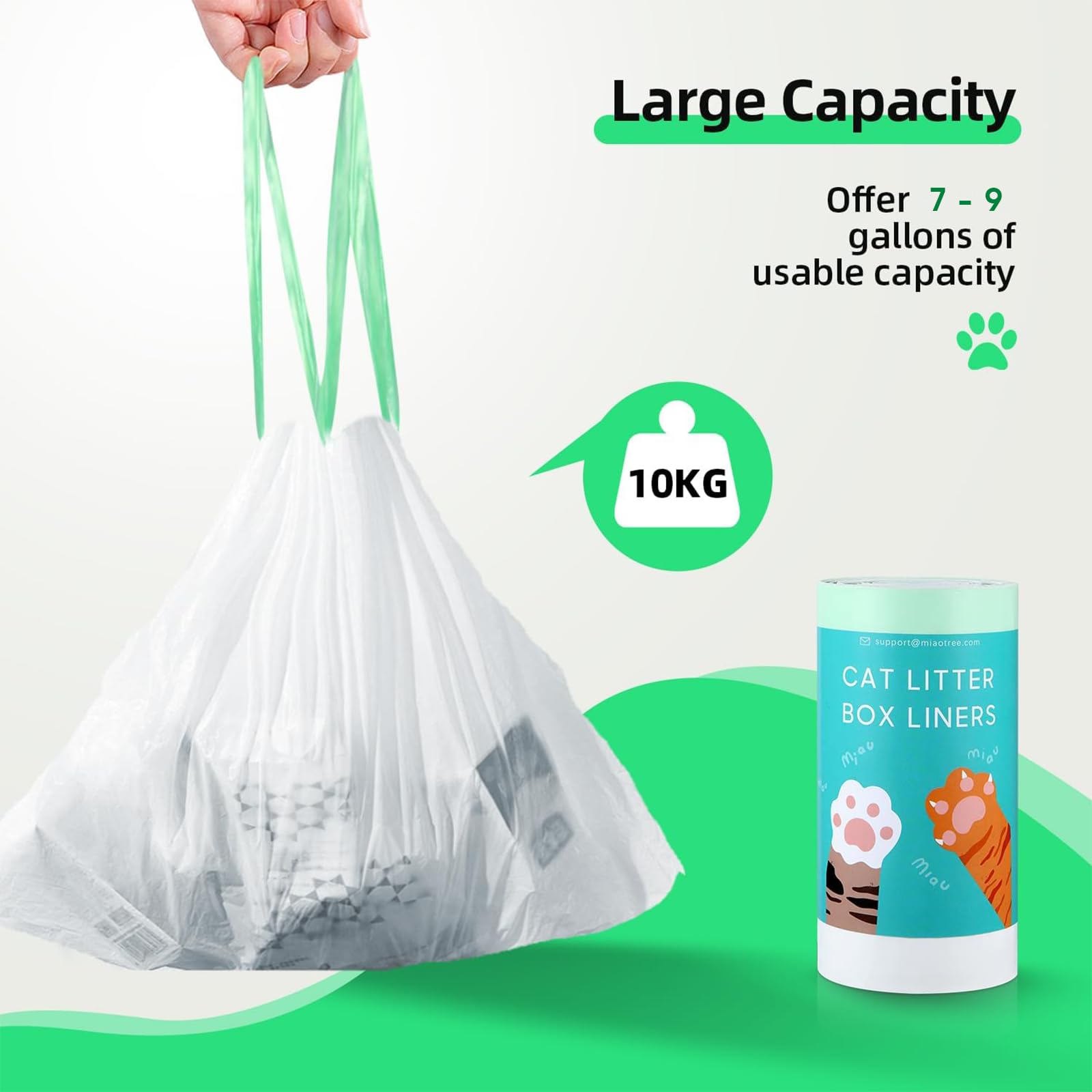 60 Count Self-Cleaning Litter Box Liner Bags For Pura X/Max, Pet Waste Trash Bags With Drawstring For Automatic Cat Litter Box -