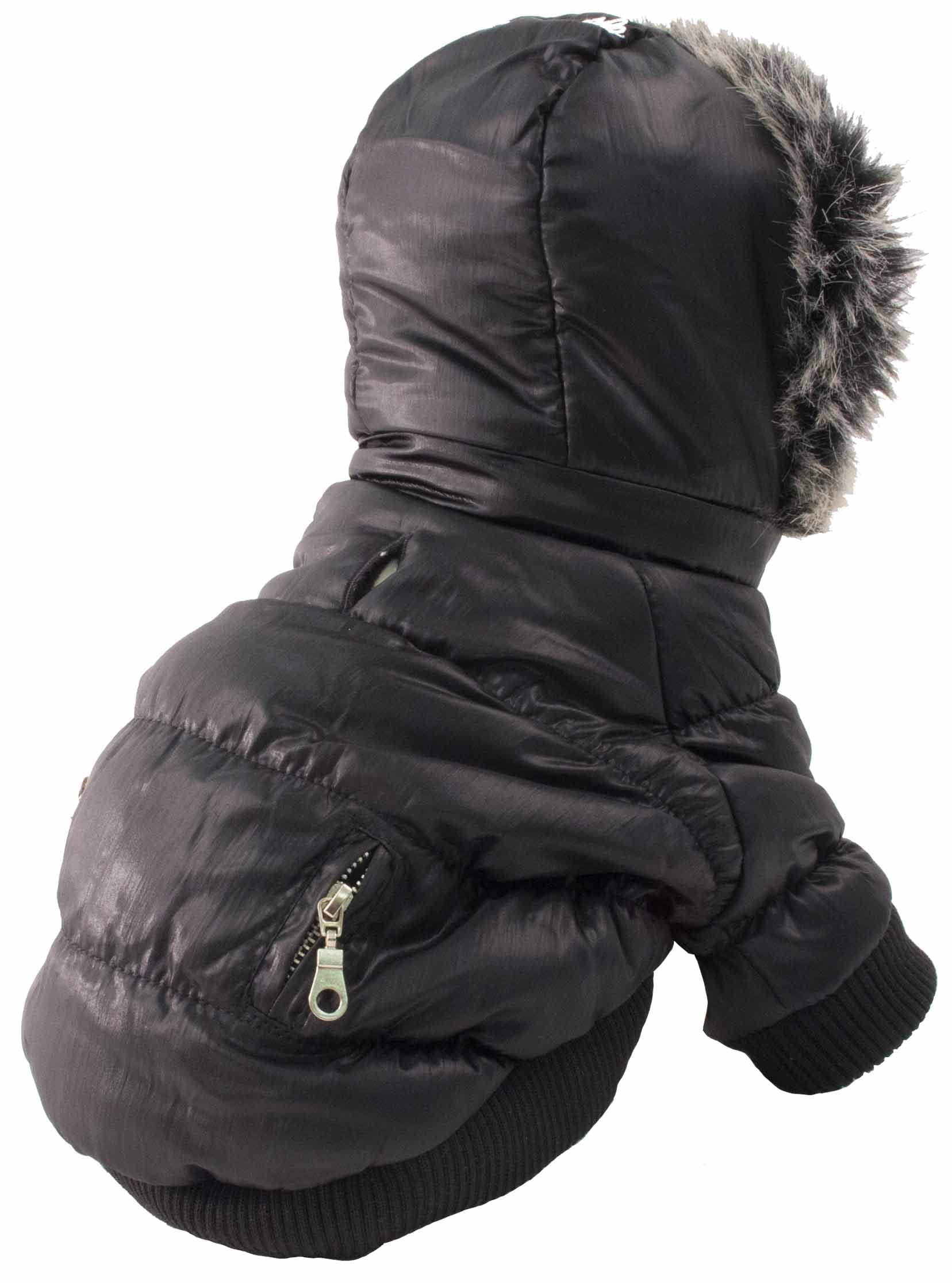 PET LIFE Classic Metallic Fashion Pet Dog Coat Jacket Parka w/ 3M Insulation and Removable Hood, X-Small, Metallic Black