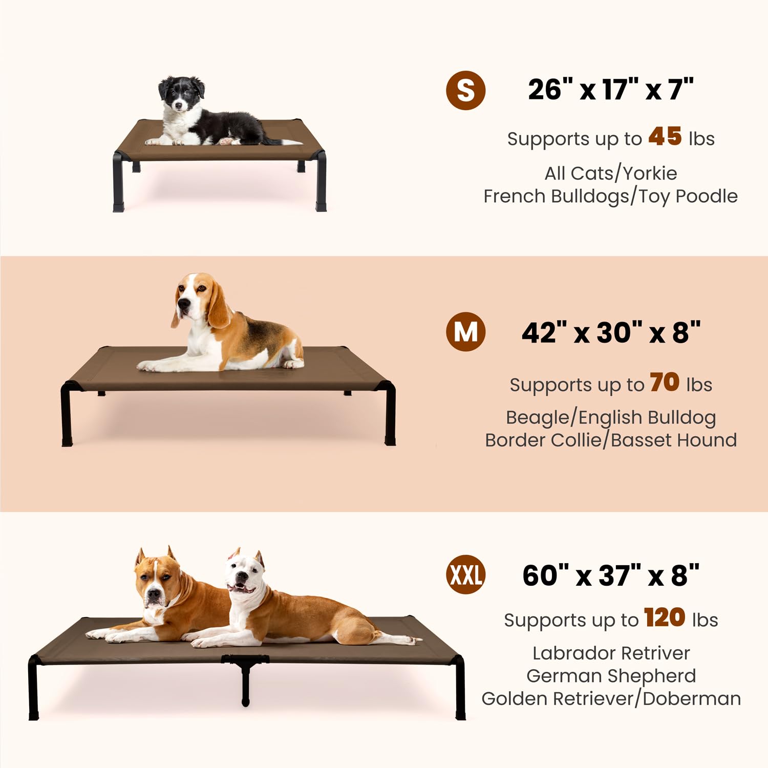 Heeyoo Elevated Dog Bed, Cooling Raised Pet Cot With Chew Proof Mesh Fabric And Steel Frame, Portable Dog Cot Bed With No-Slip R