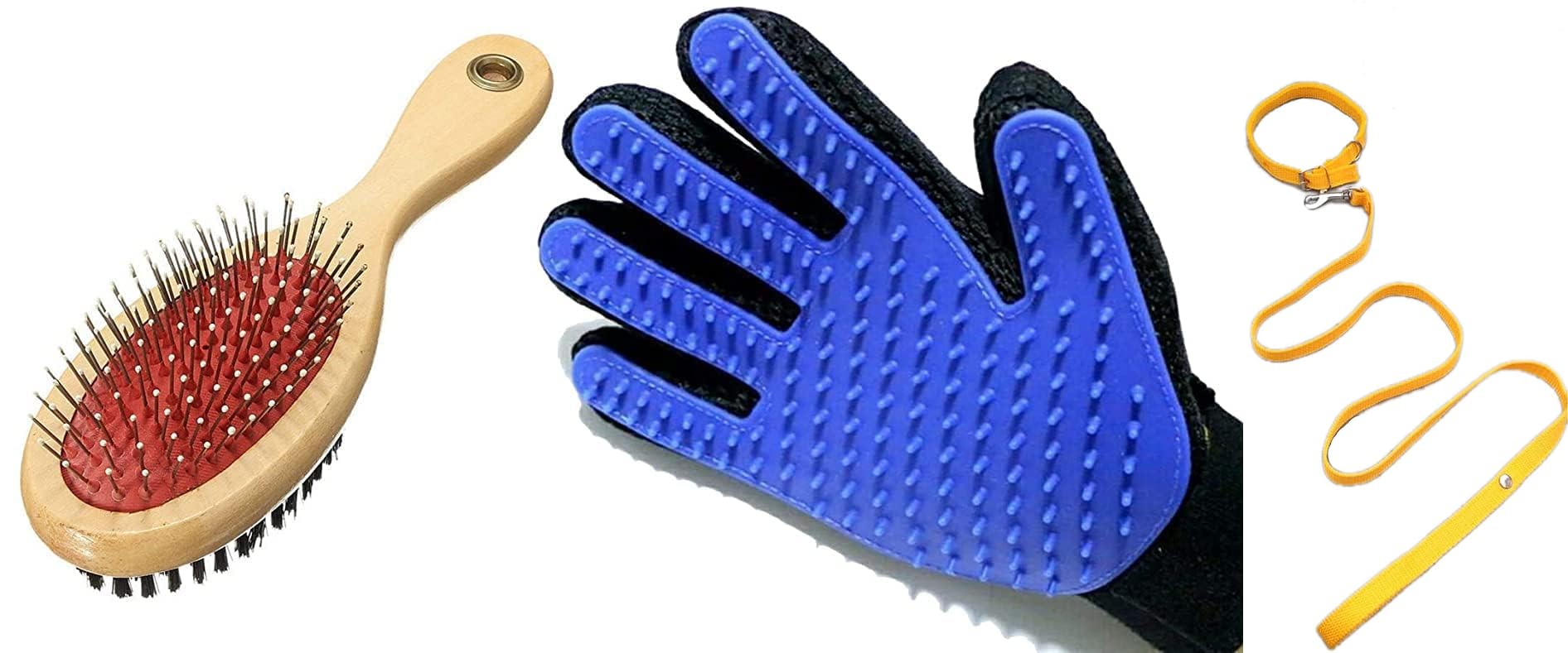 Penta Paws Comb Pack 2 In 1 Pet Grooming Accessories, Massaging And Deshedding For Dogs & Cats And 1/2 Inch Yellow Designed Belt