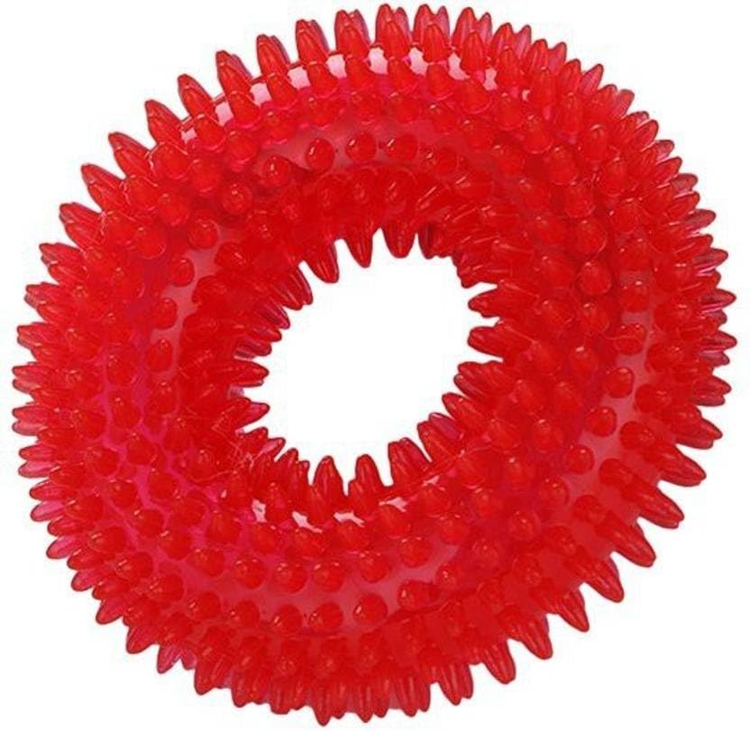 Madhabi Squeaky Chew Ring Dog Toy For Puppies & Small Dogs  Durable Tpr Rubber Teething Ring | NonToxic Interactive Fetch Toy 