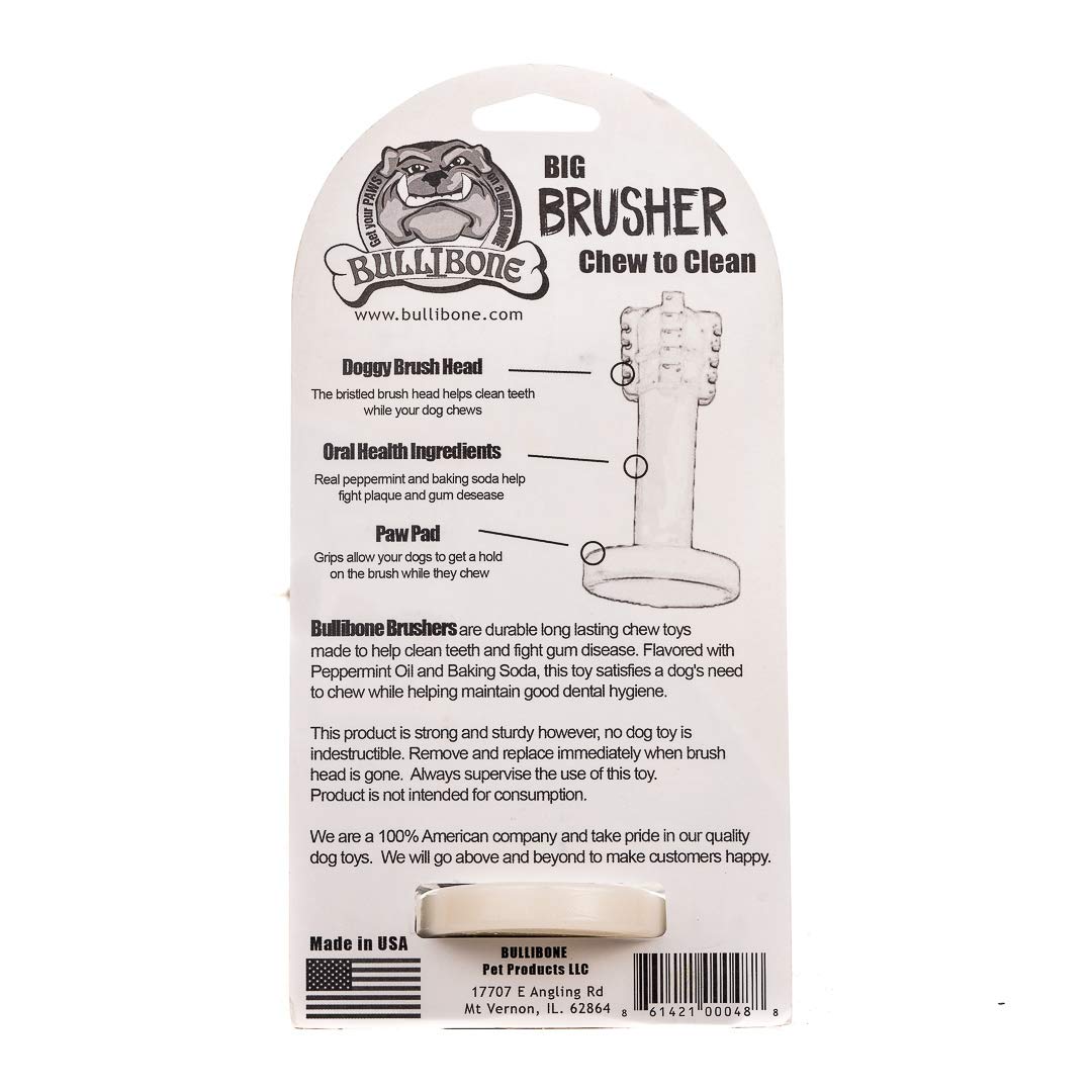 Bullibone Brusher: Dog Teeth Cleaning Brushing Toothbrush Stick - Long Lasting Nylon Peppermint Dog Dental Chew Toy for Oral Car