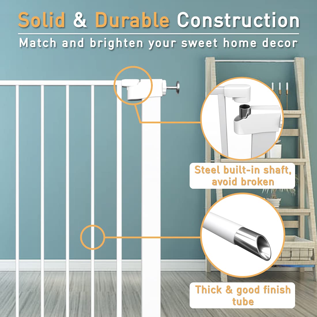 Extra Tall Baby Gate Stand 38' Tall - 48.82'-51.57' Wide Long Walk Through Pet Gate For Kids Or Large Pets - Metal Pressure Mounted Safety Gate