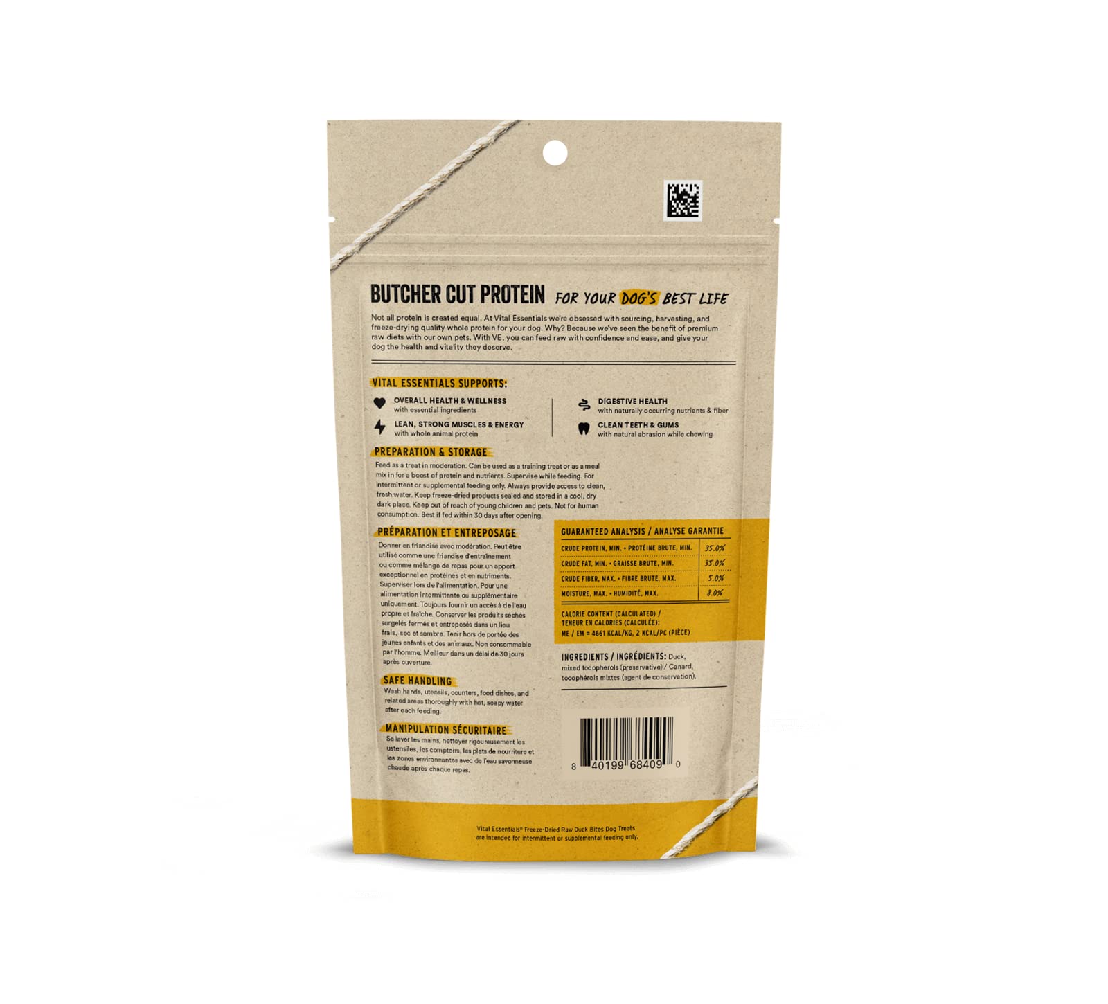 Vital Essentials Freeze Dried Raw Whole Animal Dog Treats, Duck Bites, 2 oz