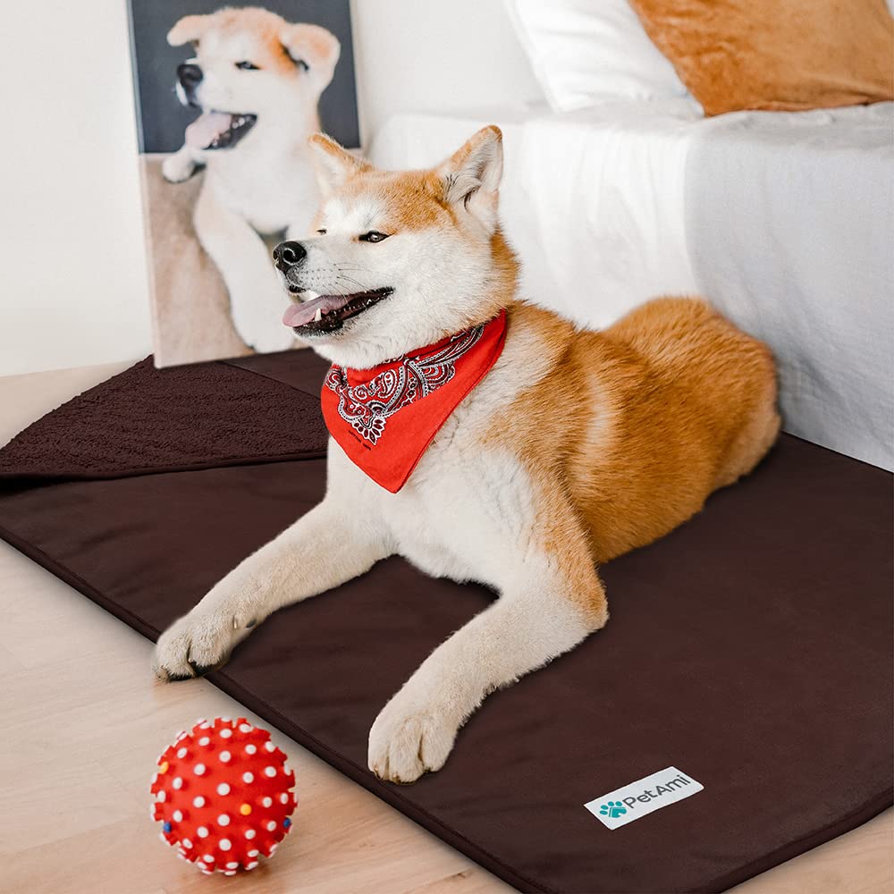 Petami Waterproof Dog Blanket For Medium Large Dogs, Pee Proof Pet Blanket For Bed Couch, Reversible Water Proof Blanket For Puppy Indoor Cat, Soft Dog Pee Crate Cover Washable, 60X80 Brown