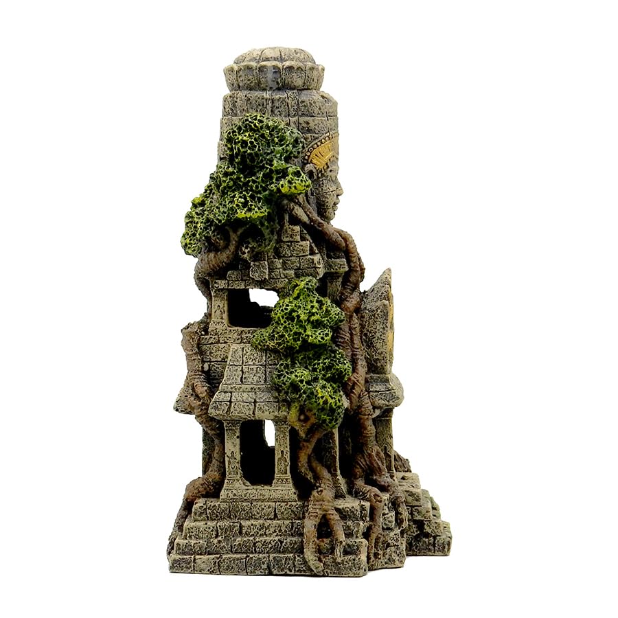 Blue Ribbon EE-5657 Cambodian Temple Ruins Exotic Environments Aquarium Ornament, Brown