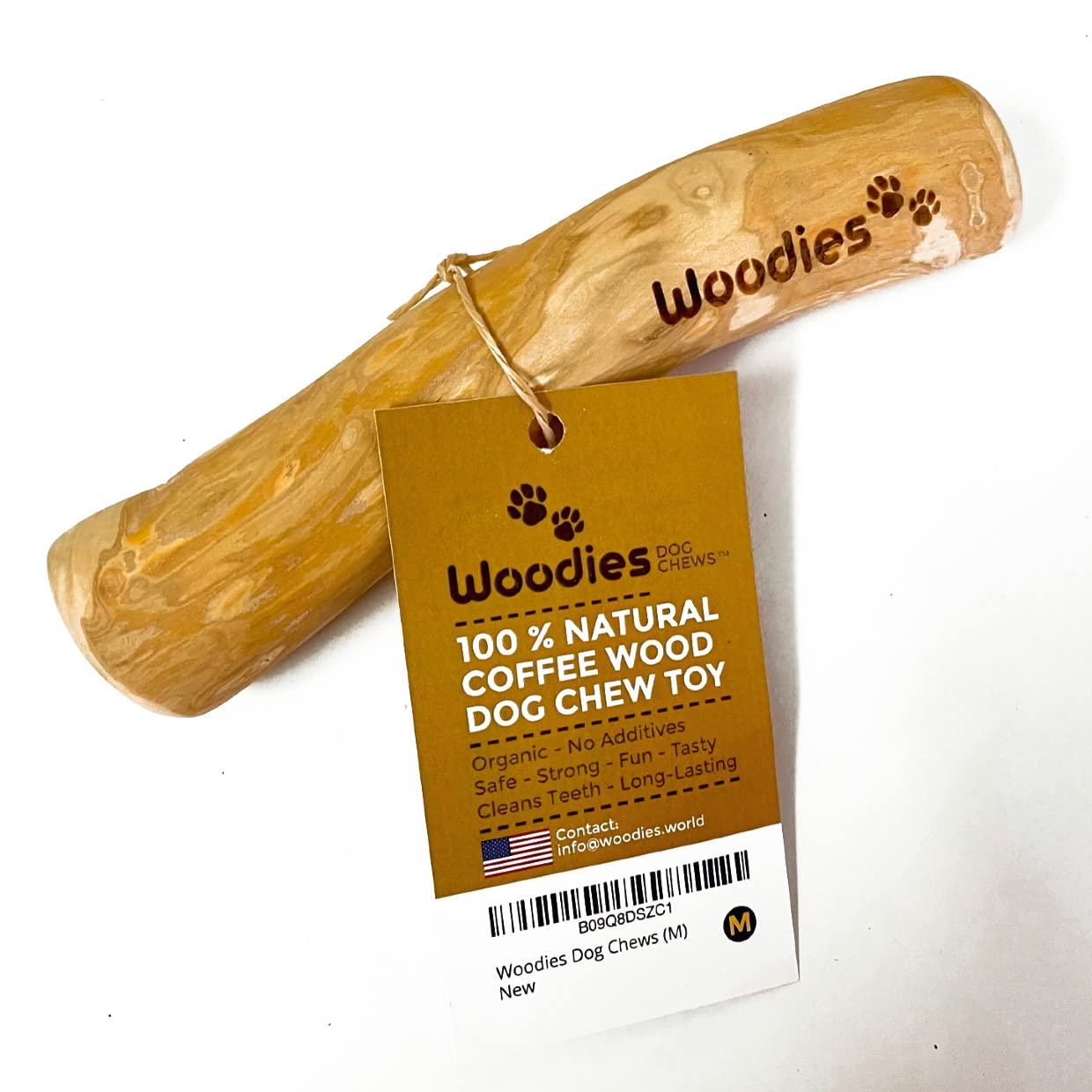Woodies Dog Chews Toys - All Natural, Coffee Wood, Safe, Healthy, Fun, Multiple Sizes - (L)