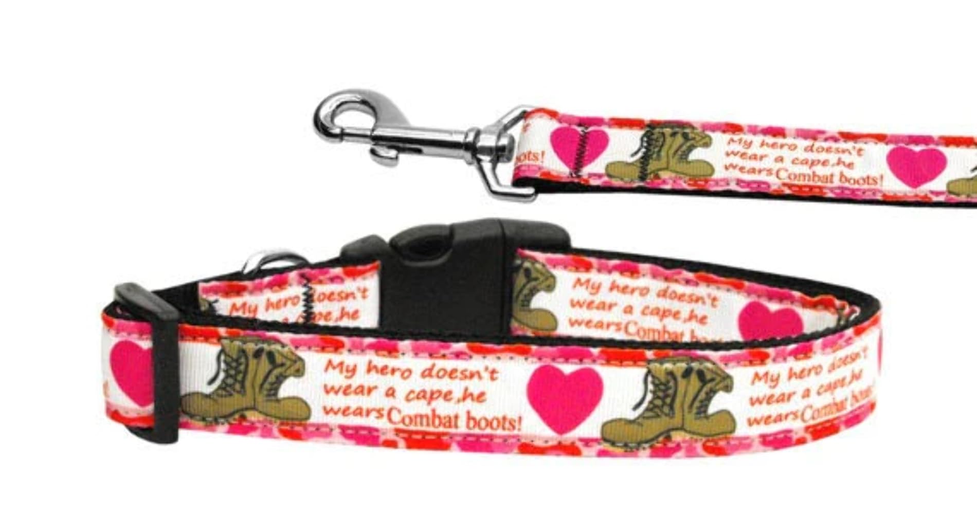 Pet Dog & Cat Nylon Collar or Leash, "Combat Boots" 1" w x 4 ft. leash
