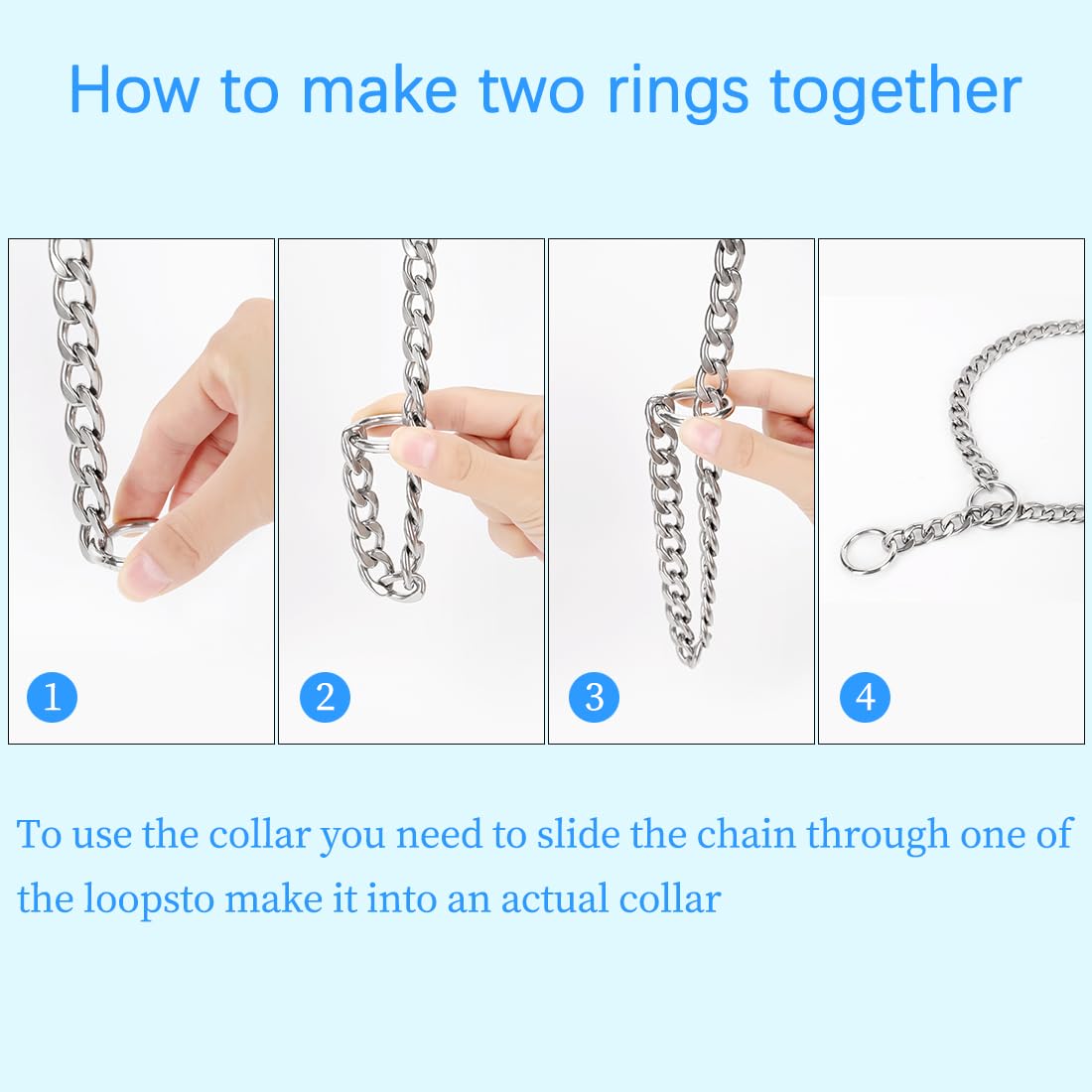 Azinoo Slip P Chain Collar, 304 Stainless Steel Training Choke Collar For Small Medium Large Dogs 22 In, 3 Mm (Neck 17~19)