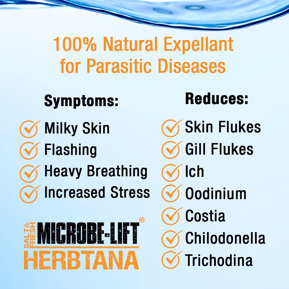 MICROBE-LIFT Herbtana Fish Medicine, Immune Booster and Parasite Treatment for Aquarium Fish Health, Ich Treatment, Use in Fresh
