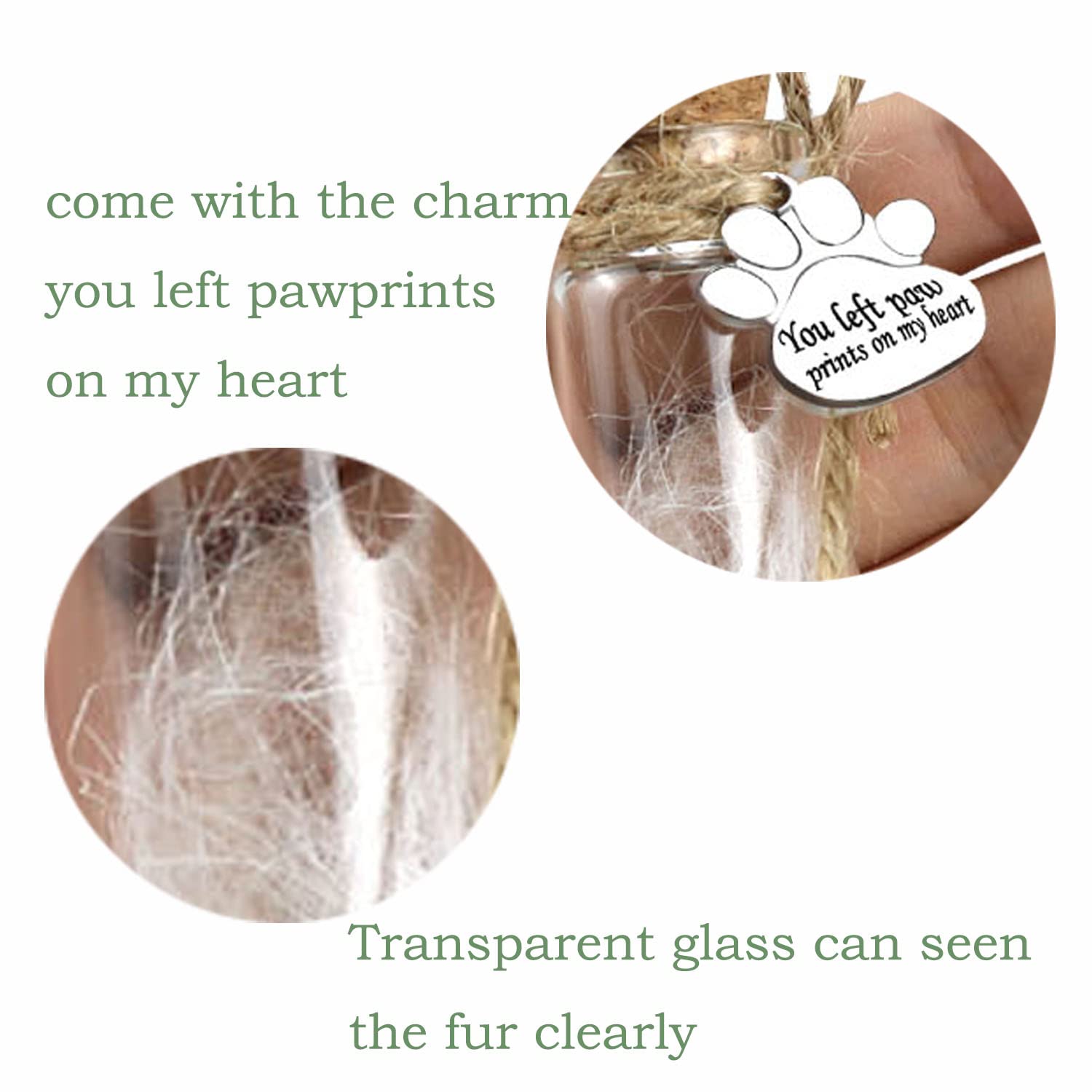 Pet Hair Memorial Bottle,Glass Vial For Ashes Or Hair Dog Or Cat Keepsake Pet Loss Gift (2Pcs Bottle)