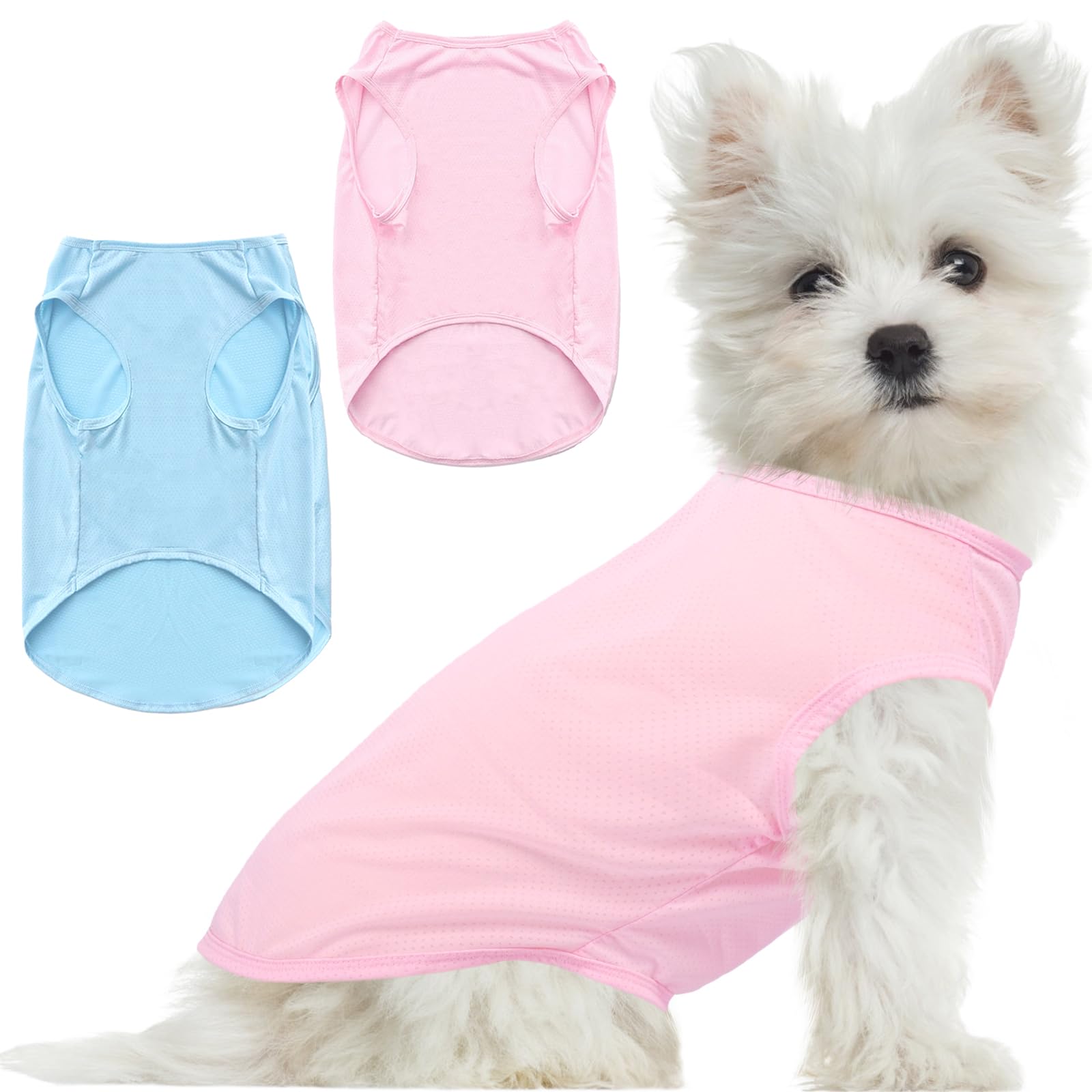 Nanaki 2 Pack Stretchy Dog Shirts- Breathable Dog Tee Shirt, Lightweight Quick Dry Tank Top Sweatshirt, Pullover Vest Pajamas, I