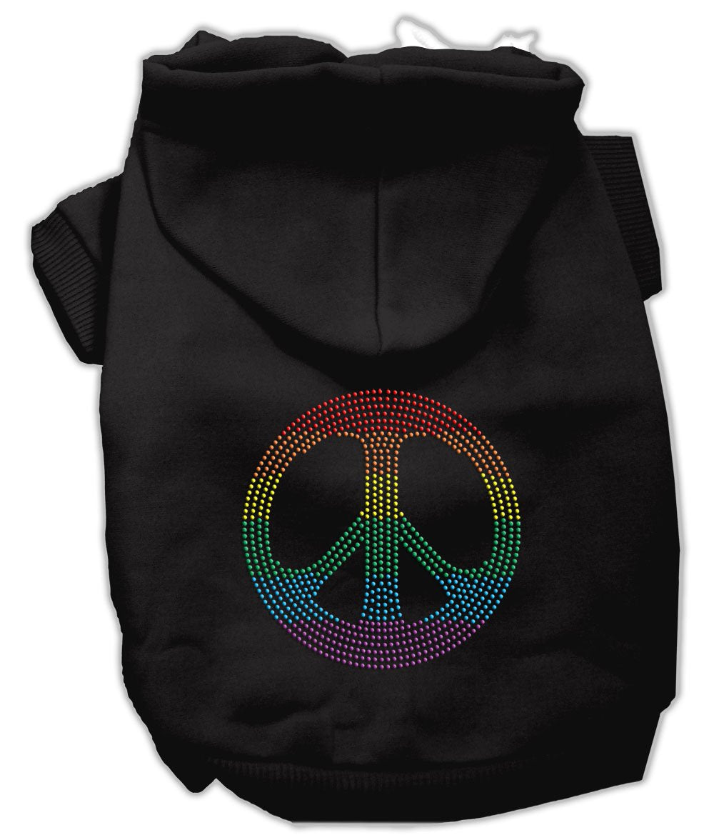 Mirage Pet Products Rhinestone Rainbow Peace Sign Hoodies, Size 10, Black