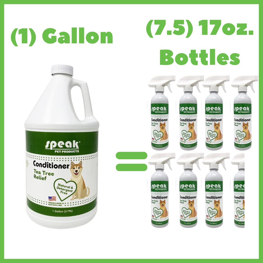 Speak Pet Products Natural Leave-In Conditioning Spray Refill, For Dogs, Tea Tree Relief, 1 Gallon