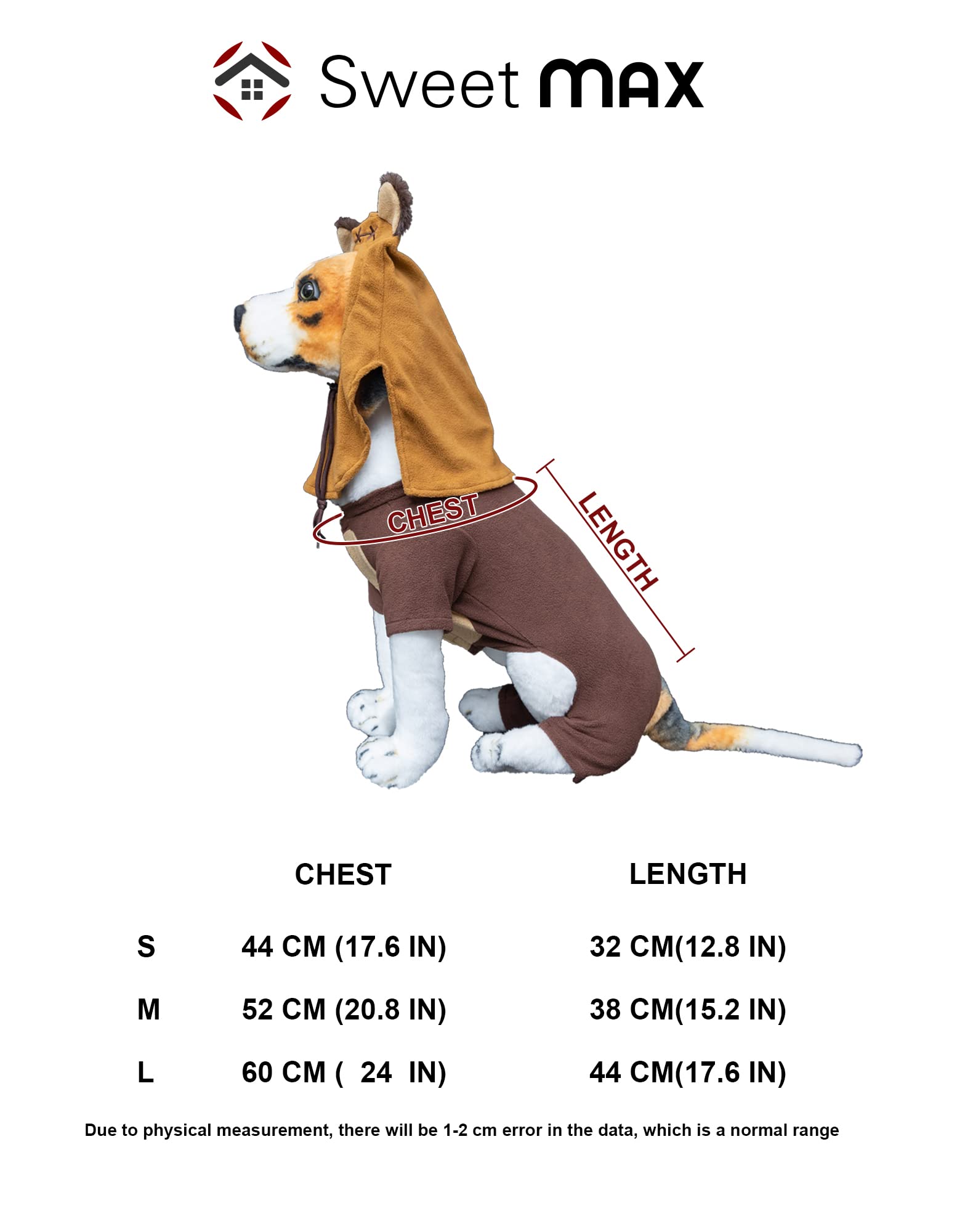 Bear Pet Costume Ears Hat Sweater Furry Clothes Cute Halloween Cosplay Costumes For Small Medium Large Dogs Cats (Medium)