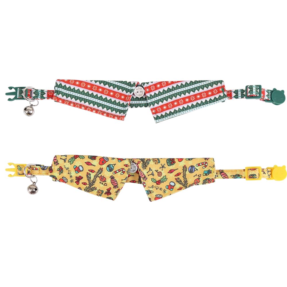 Lamphyface Christmas Cat Collar Breakaway With Cute Bow Tie And Bell Accessories Holiday For Kitty Adjustable Safety
