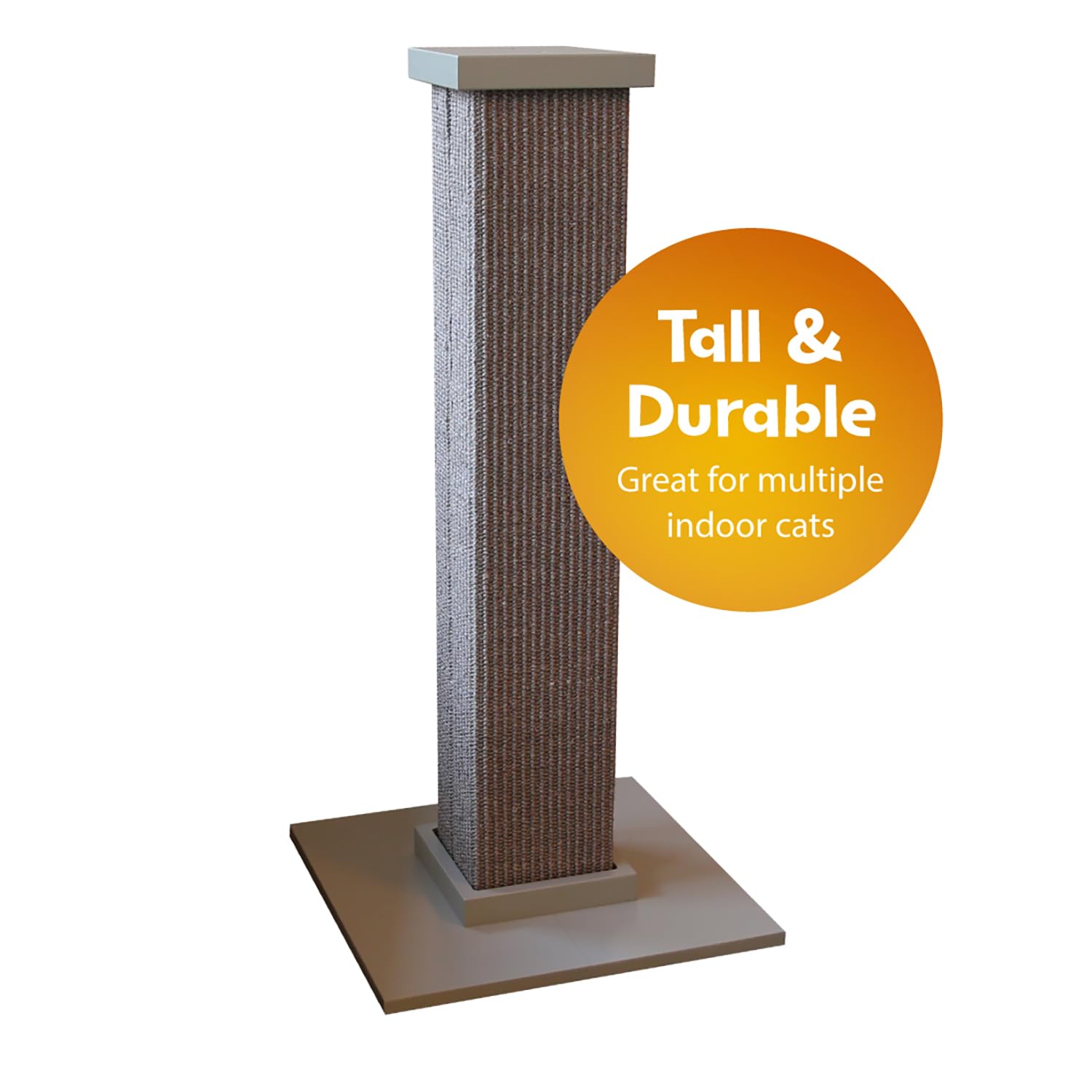 Smartcat Ultimate Scratching Post - Gray, Large 32 Inch Tower - Sisal Fiber, Simple Design - For All Cats