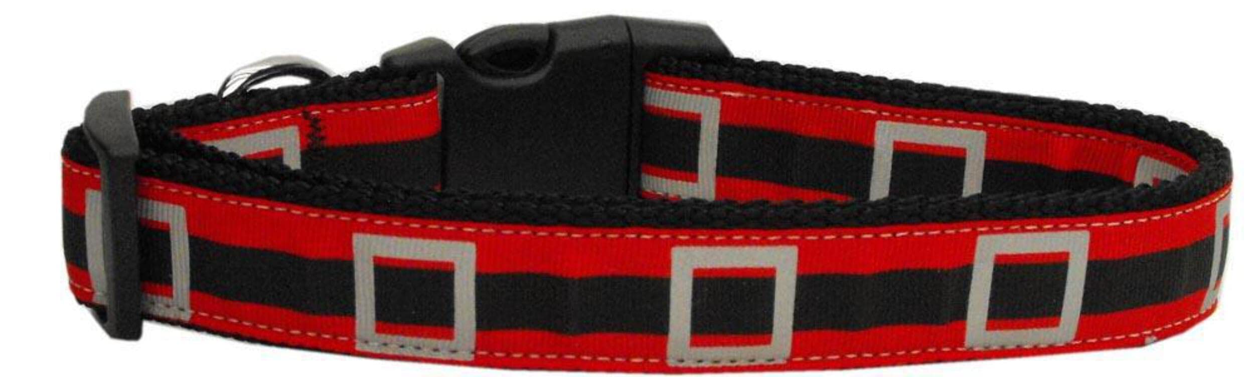 Christmas Pet Dog & Cat Nylon Collar or Leash, "Santa Belt" SM Collar