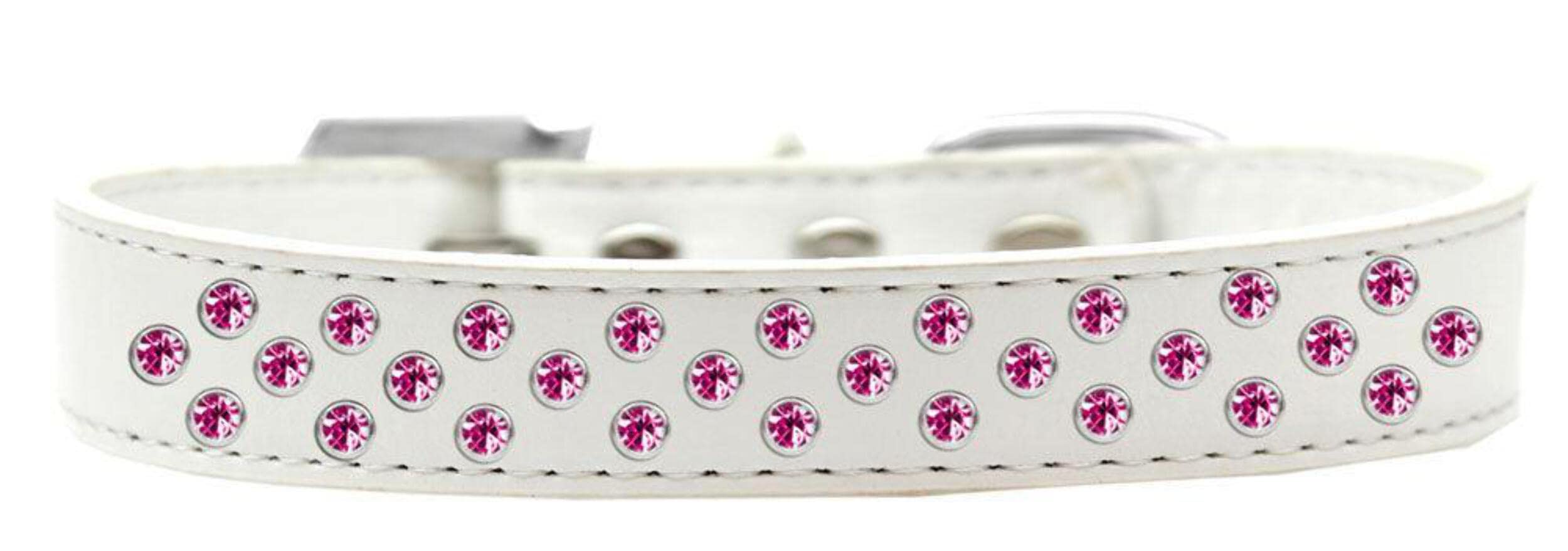 Dog, Puppy & Pet Fashion Collar, Bright Pink Crystal Rimsets Sprinkles White 20