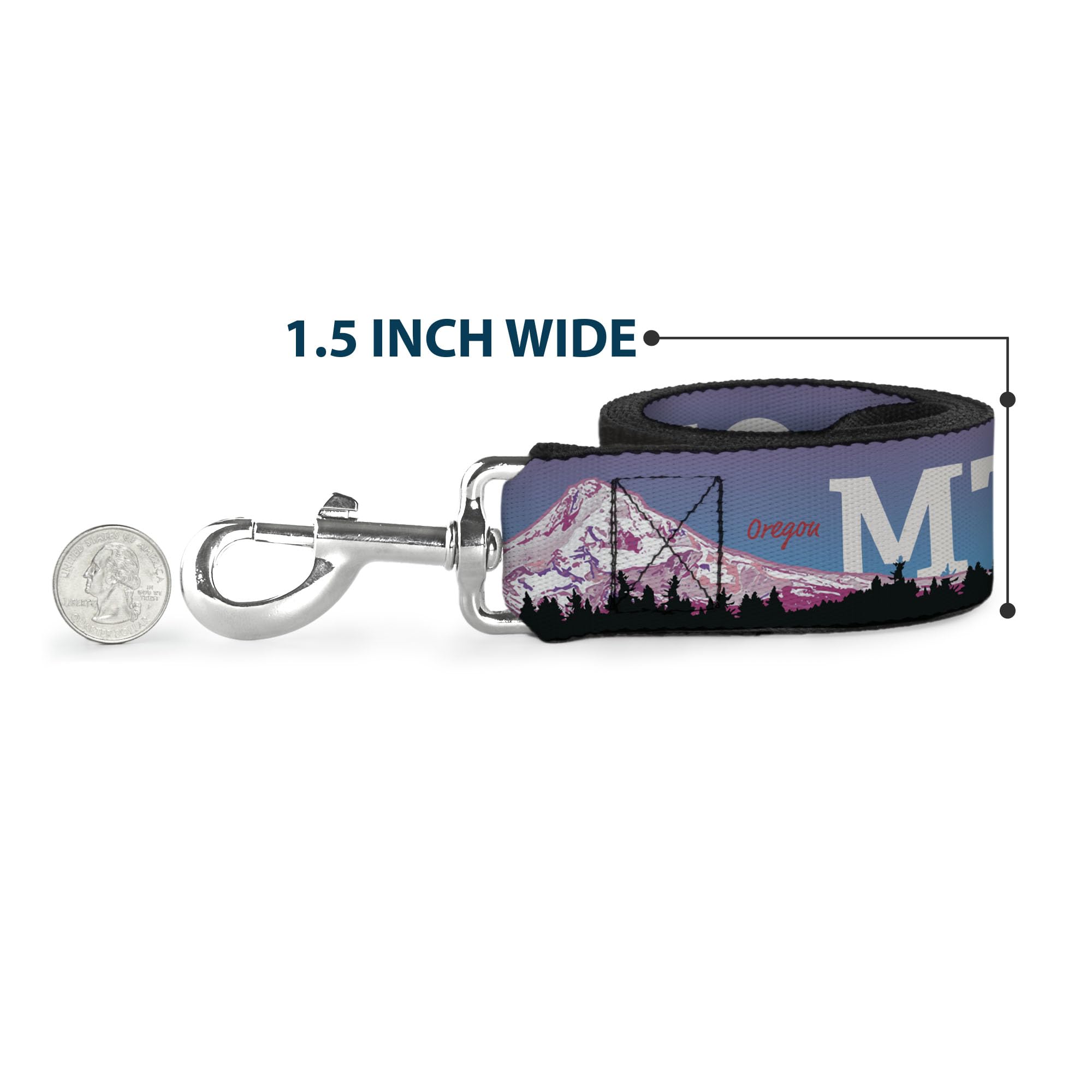 Dog Leash Oregon Mt Hood Scenery Blues Purples Black White 6 Feet Long 1.5 Inch Wide