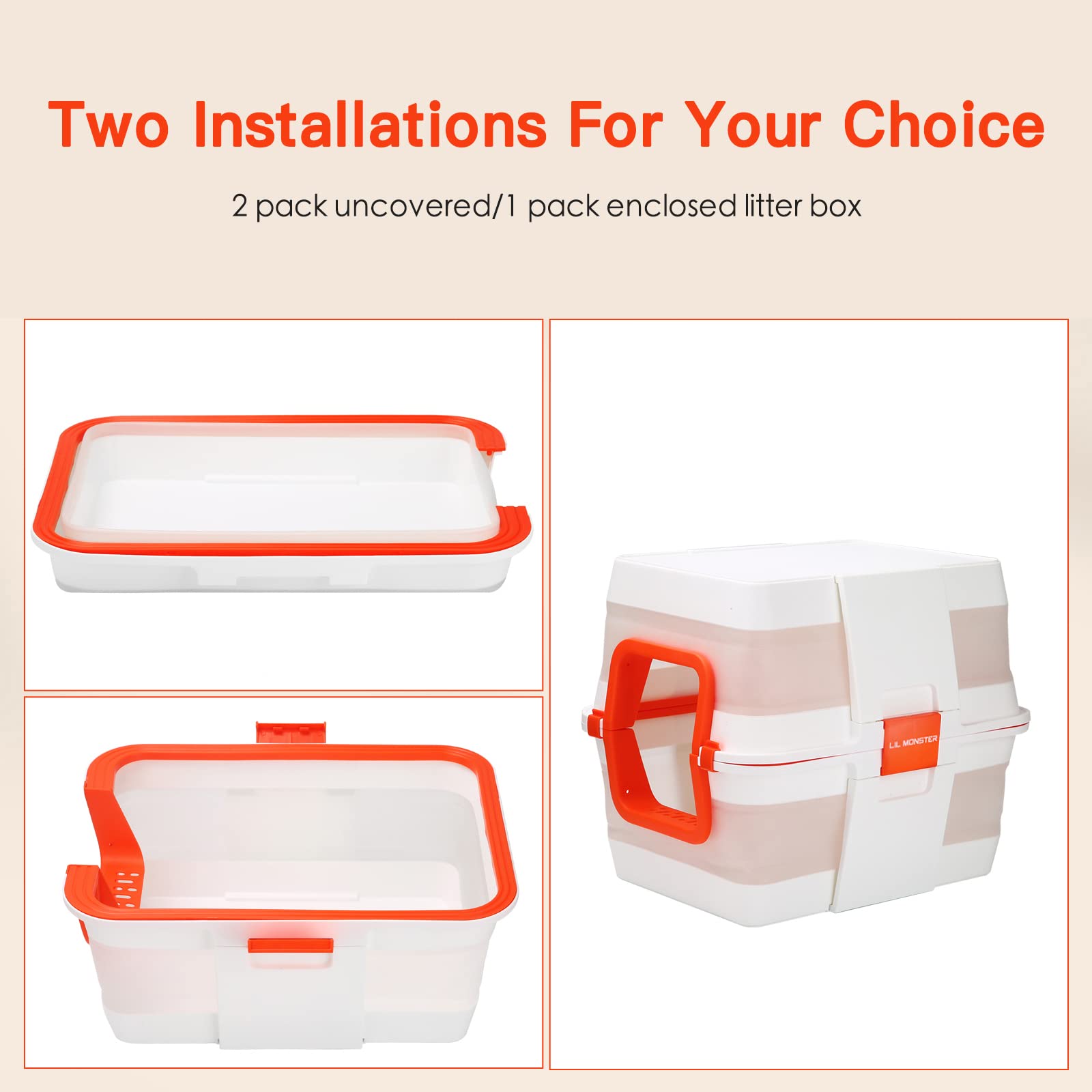Lilmonster Portable Cat Litter Box Foldable For Travel Suitable For Kittens/Senior/Handicapped Cats, Covered Cat Toilet, Multifu