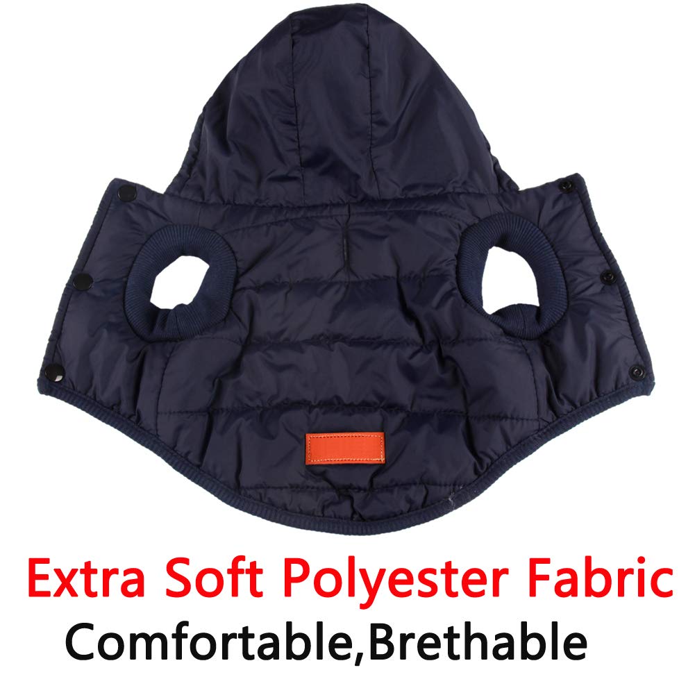 Vecomfy Fleece Lining Extra Warm Dog Hoodie In Winter For Large Dogs Jacket Pet Coats With Hooded,Blue Xl