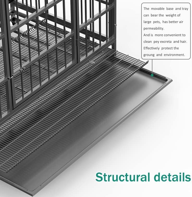 Oranland 38 Inch Heavy Duty Indestructible Dog Kennel With Wheels, High Anxiety Kennel, Sturdy Locks Design, Double Door And Rem