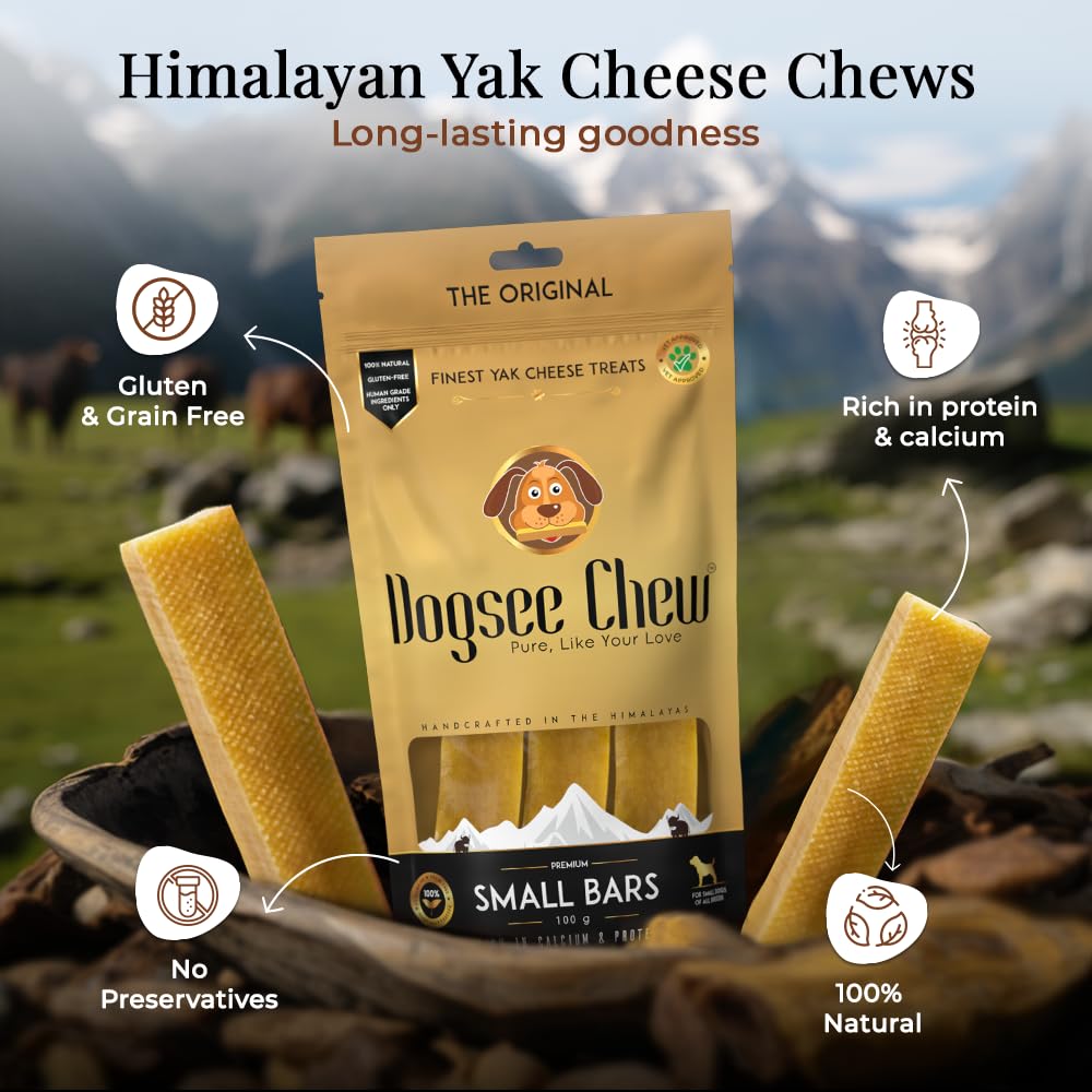 Dogsee Chews Small 100% Natural Himalayan Yak Chews  Smoke Dried  Long Lasting Healthy Treats for Active Chewers  Helps Fight Pl