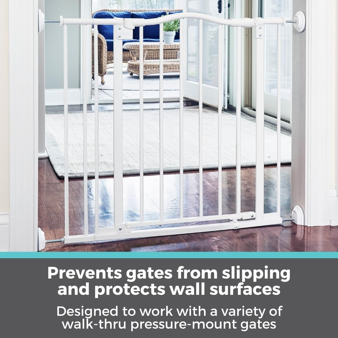 Toddleroo by North States Baby Gate Wall Guards, 4 Count, White, Plastic, Model 6111 - Extra Safety for Pressure Mounted Gates