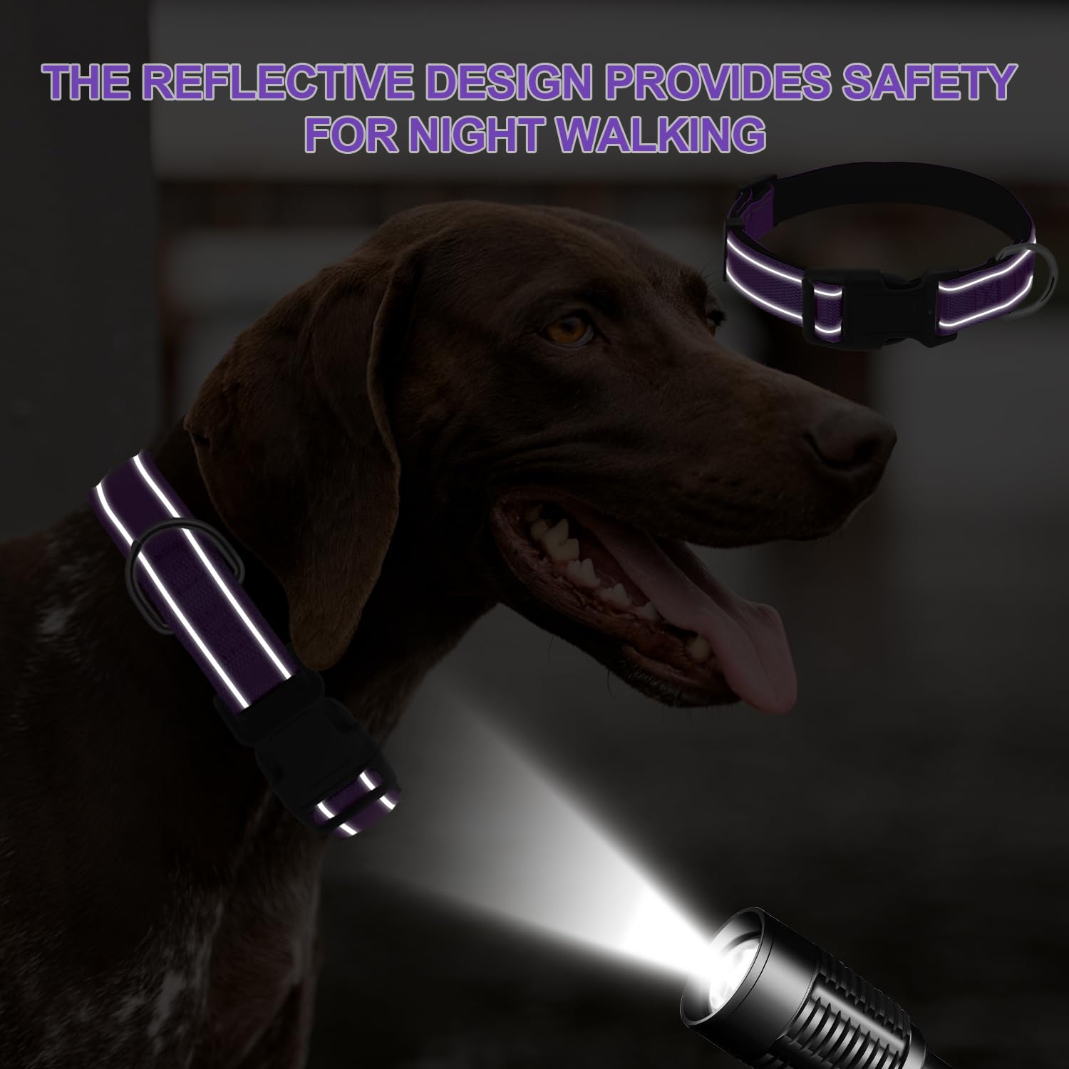 Dog Collars Adjustable For Large Dogs,Heavy Duty Waterproof Dog Collar With Quick Release Buckle,Girl Boy Female Male Reflective