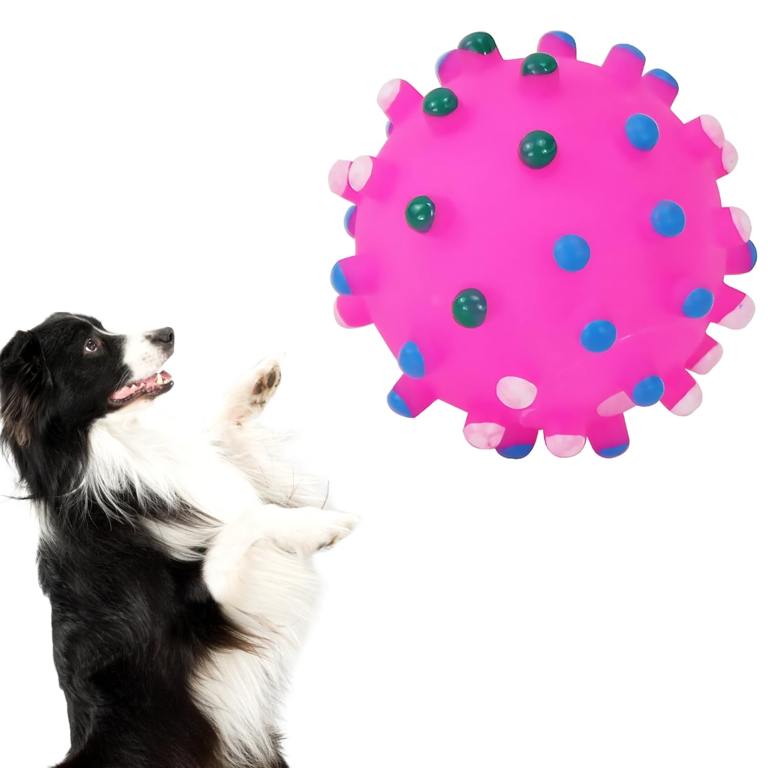 Sage Square Ball Spikey Shape Interactive Pet Squeaky Toy: Durable, Safe, Fun Chew Toy For Dogs  Perfect For Playtime, Dental H