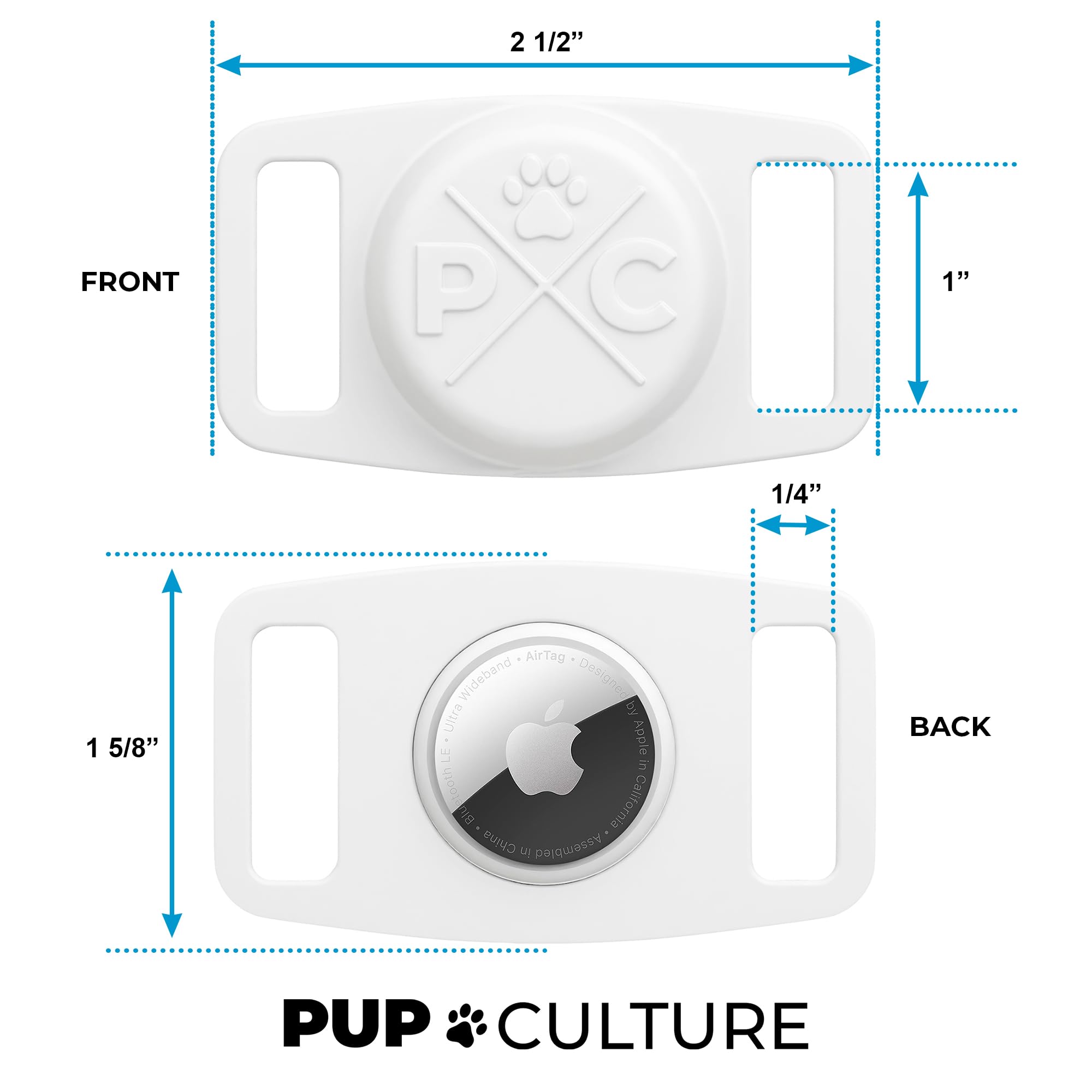 Pup Culture Airtag Holder - Lightweight, Protective Case For Dog & Cat Collars - Track Pets With Apple Airtag