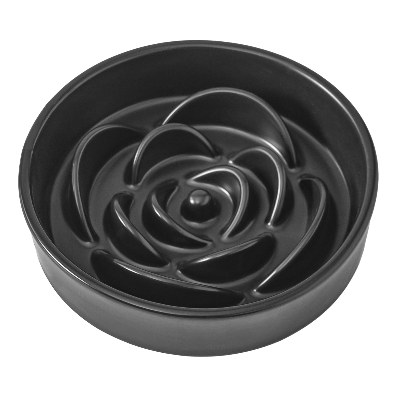 Welloyed 8.25 Ceramic Slow Feeder Dog Bowls - Petal Shape Modern Dog Food Dish for Medium and Large Breeds, Puzzle Maze Bowl t