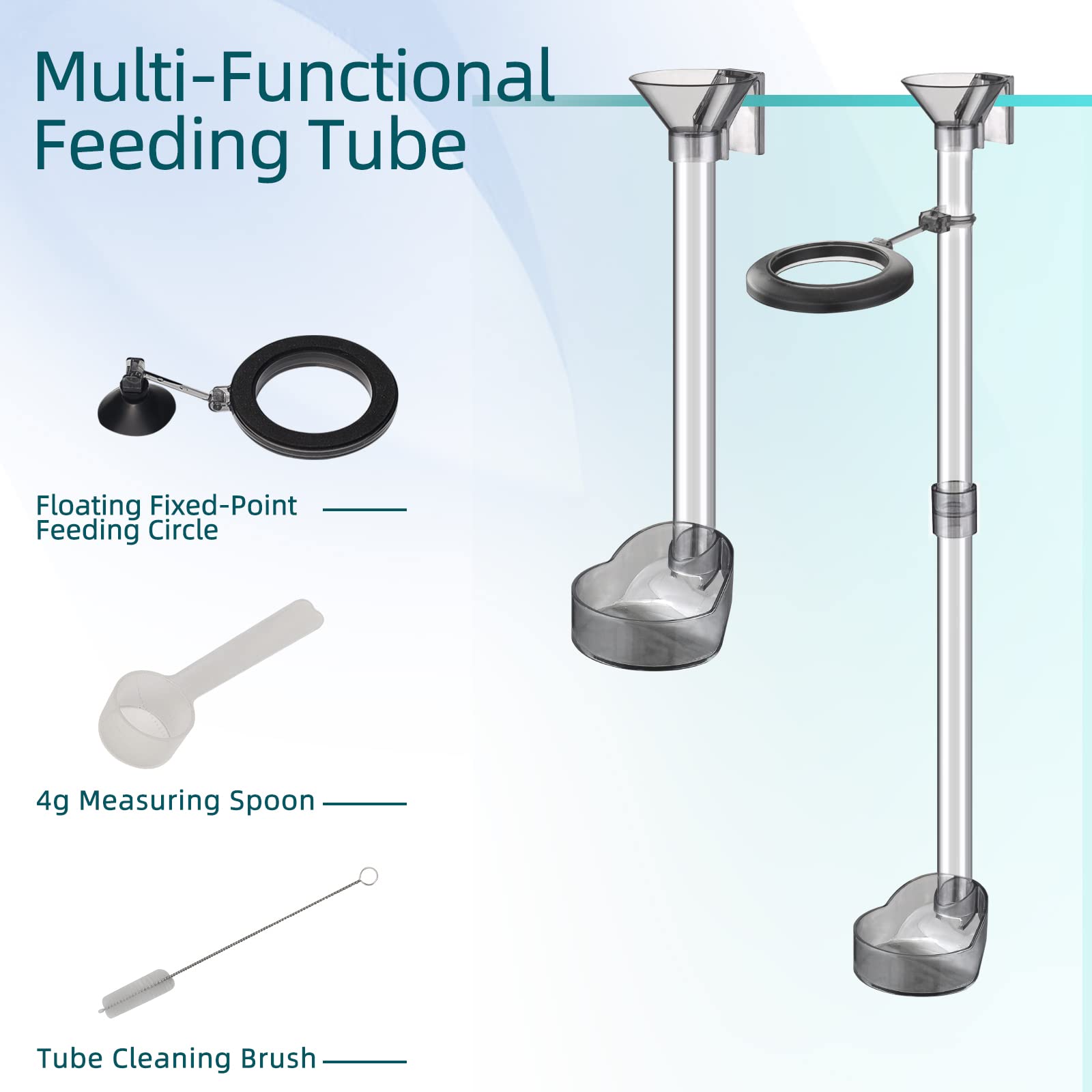 UPETTOOLS Shrimp Feeding Dish Set - Aquarium Fish Feeder Tube Kit with Acrylic Feeding Ring & Cleaning Brush