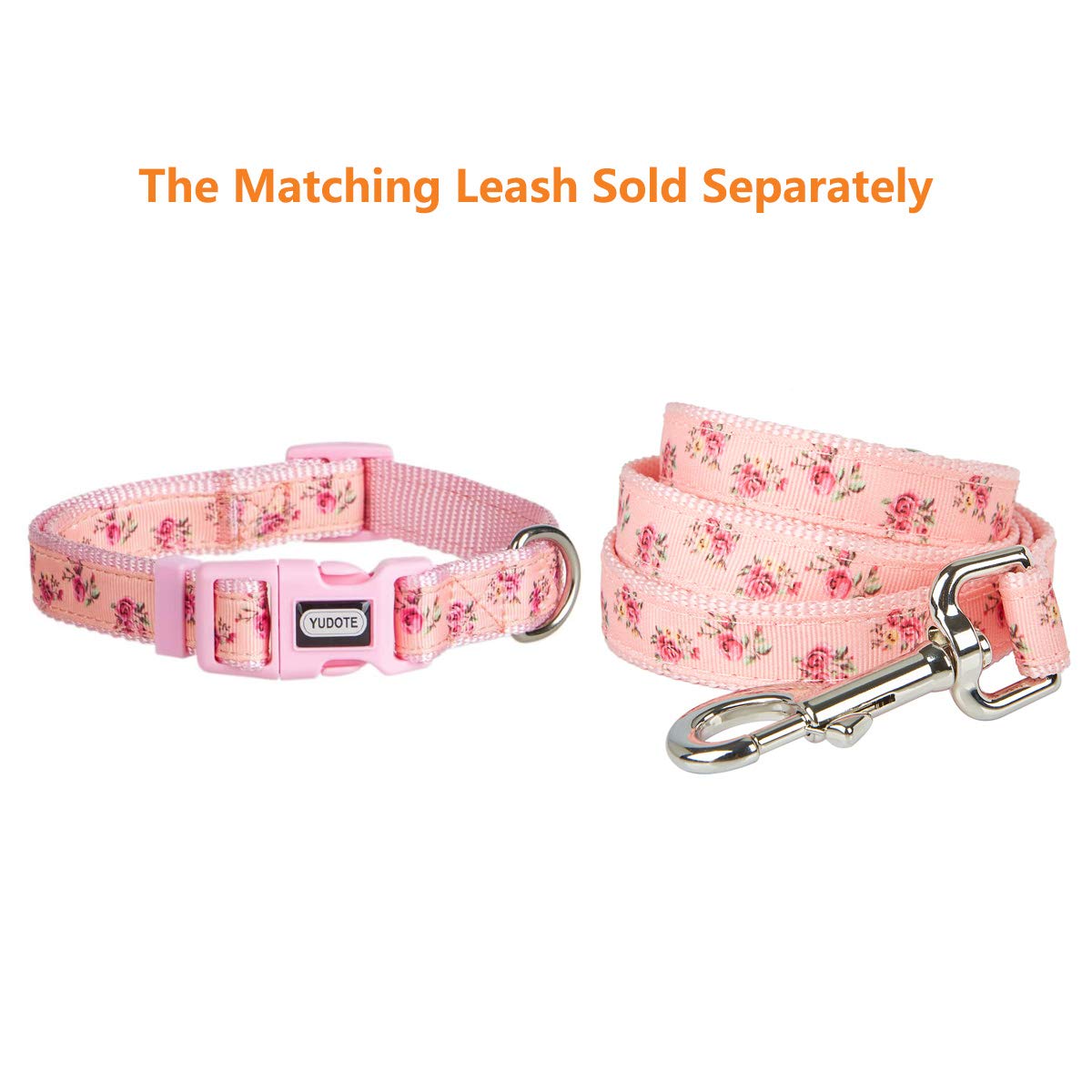 Yudote Floral Dog Collars Adjustable Nylon Collar With Quick Release Buckle For Female Dogs, Pink,Medium